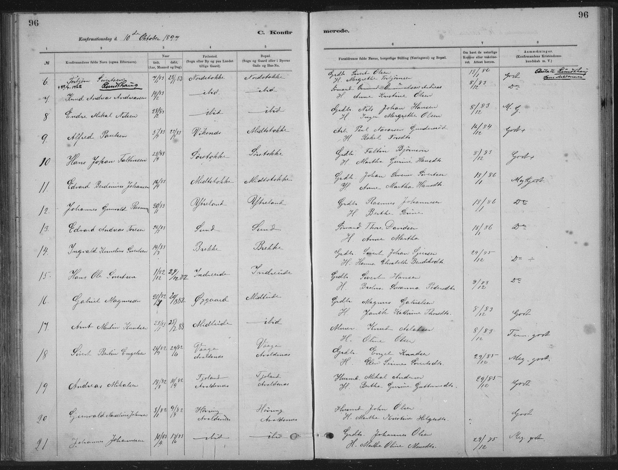 Kopervik sokneprestkontor, SAST/A-101850/H/Ha/Haa/L0002: Parish register (official) no. A 2, 1880-1912, p. 96