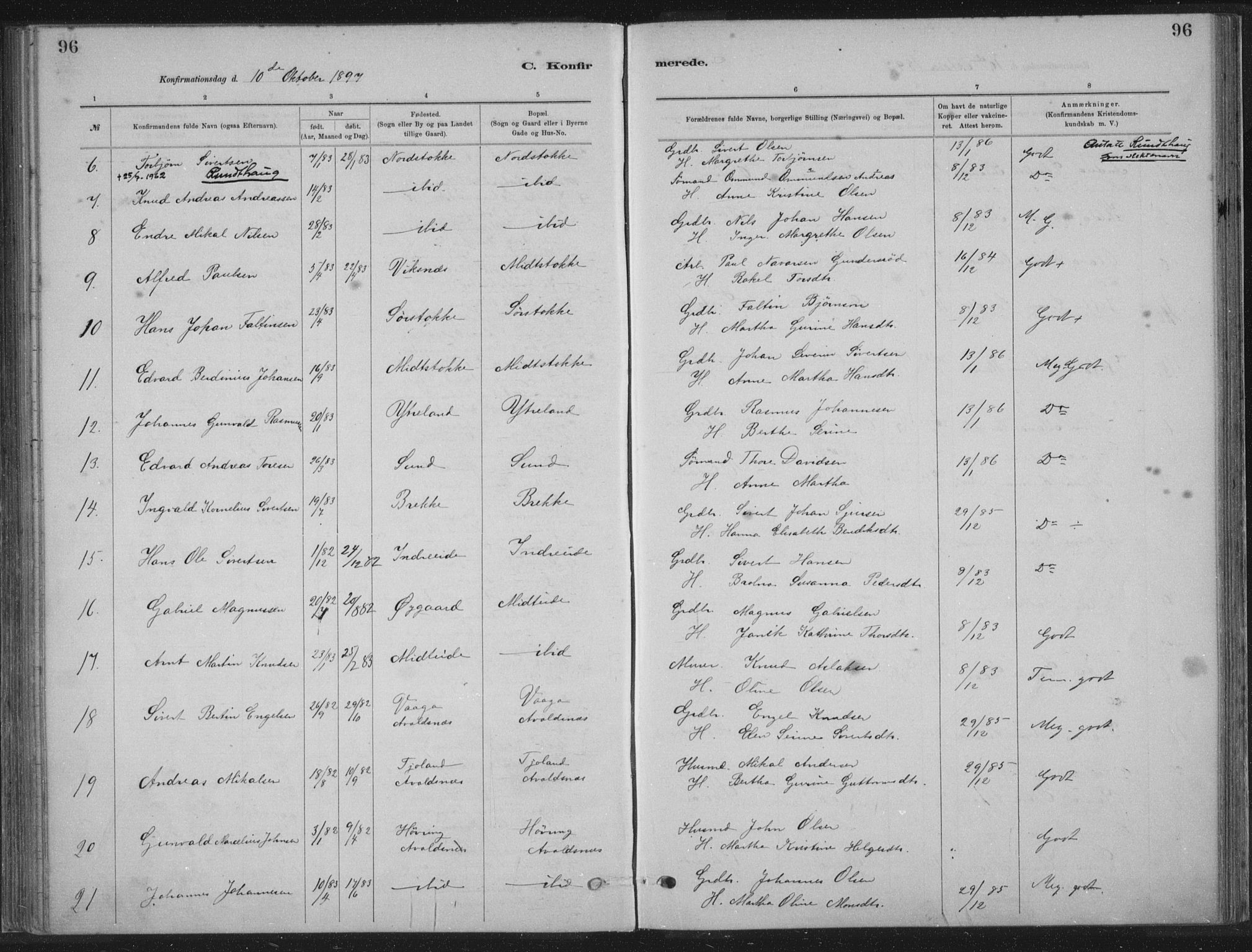 Kopervik sokneprestkontor, AV/SAST-A-101850/H/Ha/Haa/L0002: Parish register (official) no. A 2, 1880-1912, p. 96