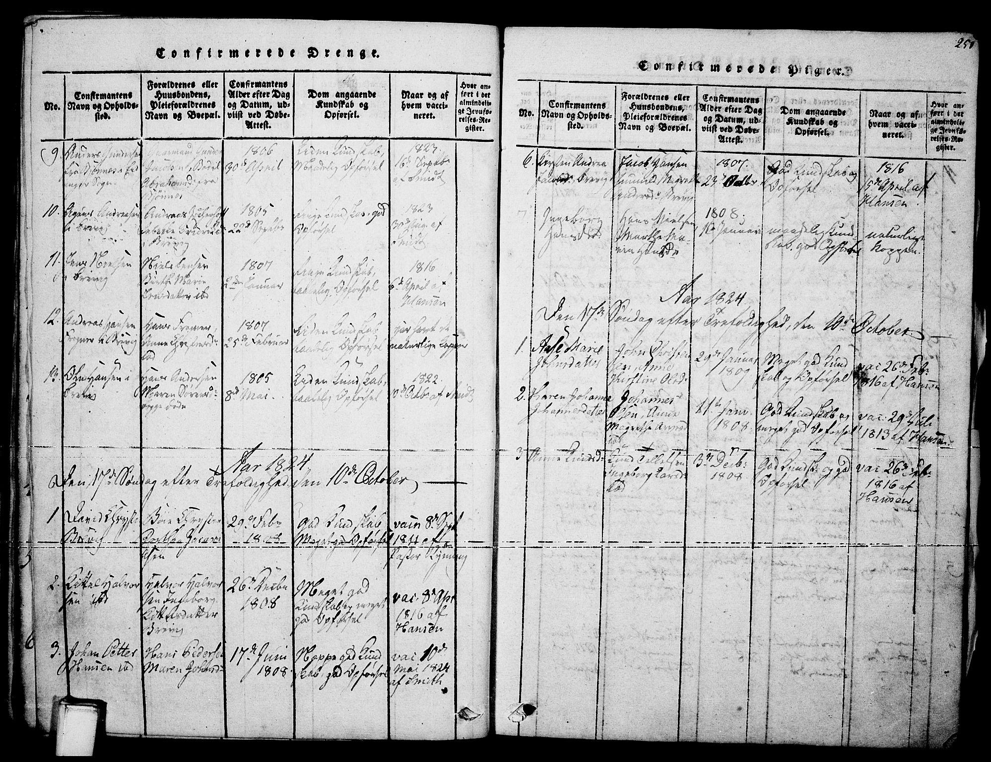 Brevik kirkebøker, SAKO/A-255/F/Fa/L0004: Parish register (official) no. 4, 1814-1846, p. 251