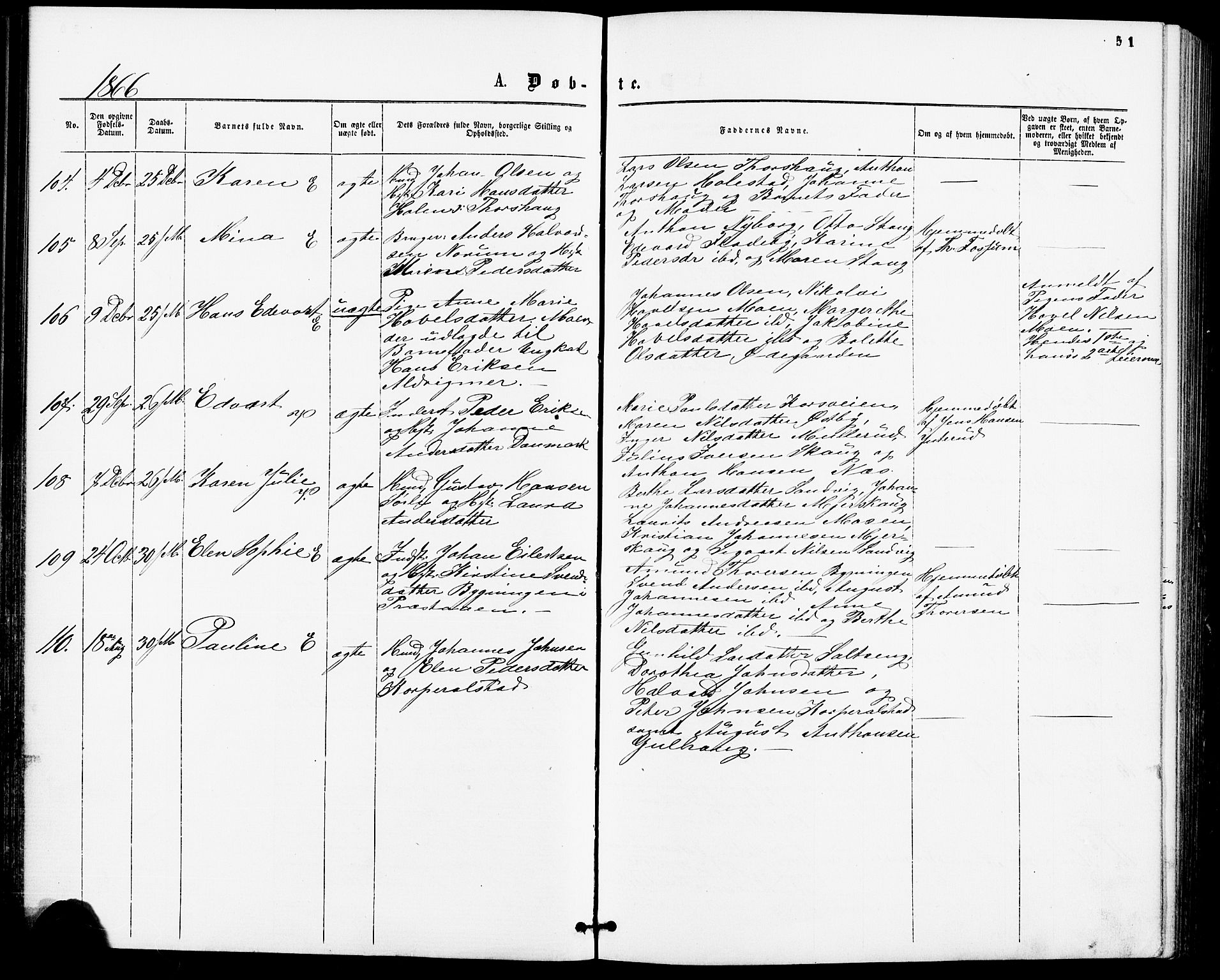 Enebakk prestekontor Kirkebøker, AV/SAO-A-10171c/F/Fa/L0011: Parish register (official) no. I 11, 1862-1882, p. 51