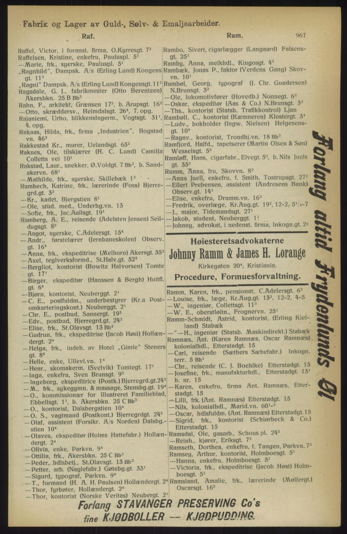 Kristiania/Oslo adressebok, PUBL/-, 1914, p. 967