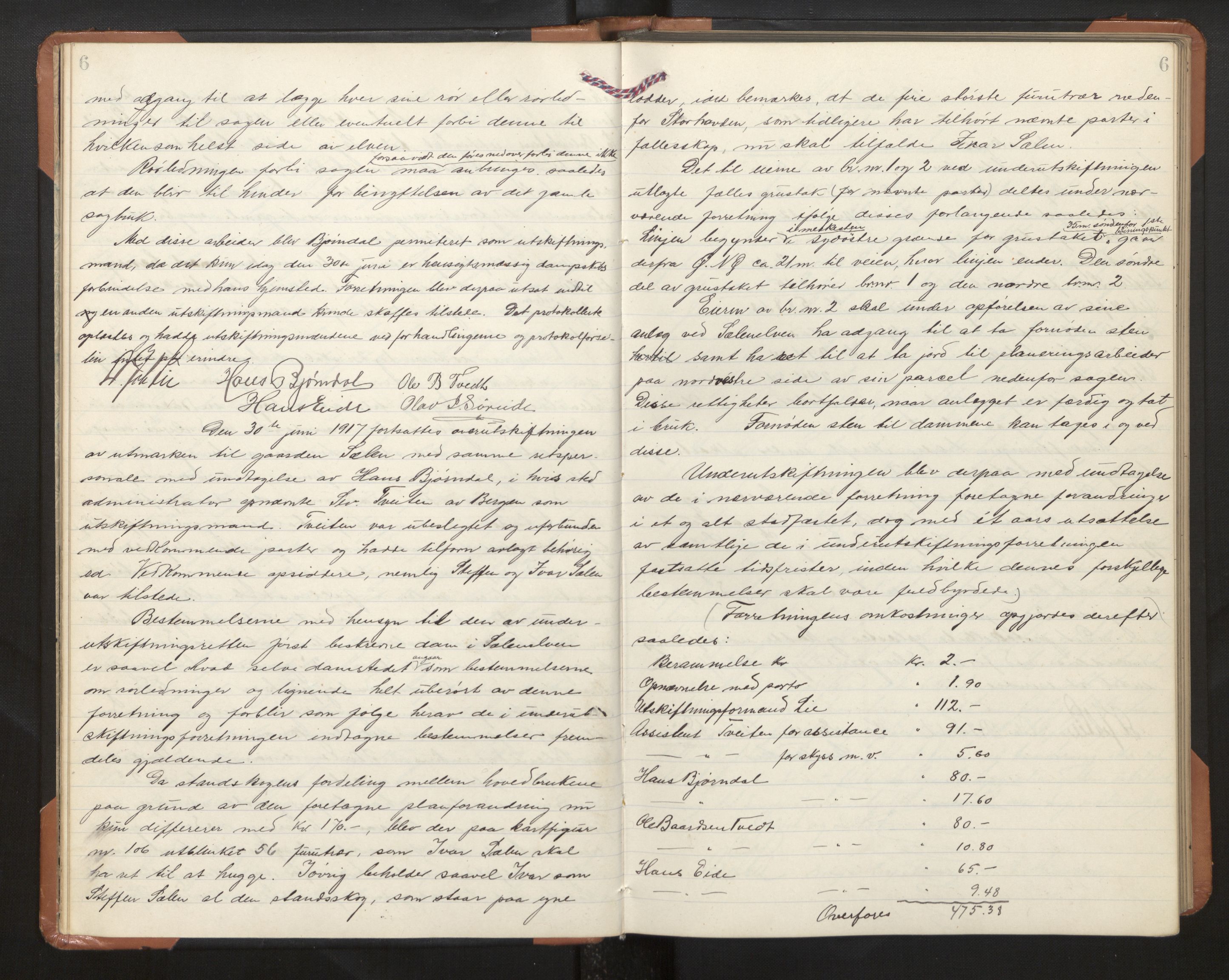 Hordaland jordskiftedøme - II Ytre Nordhordland jordskiftedistrikt, AV/SAB-A-6901/A/Aa/L0030: Forhandlingsprotokoll, 1917-1919, p. 6