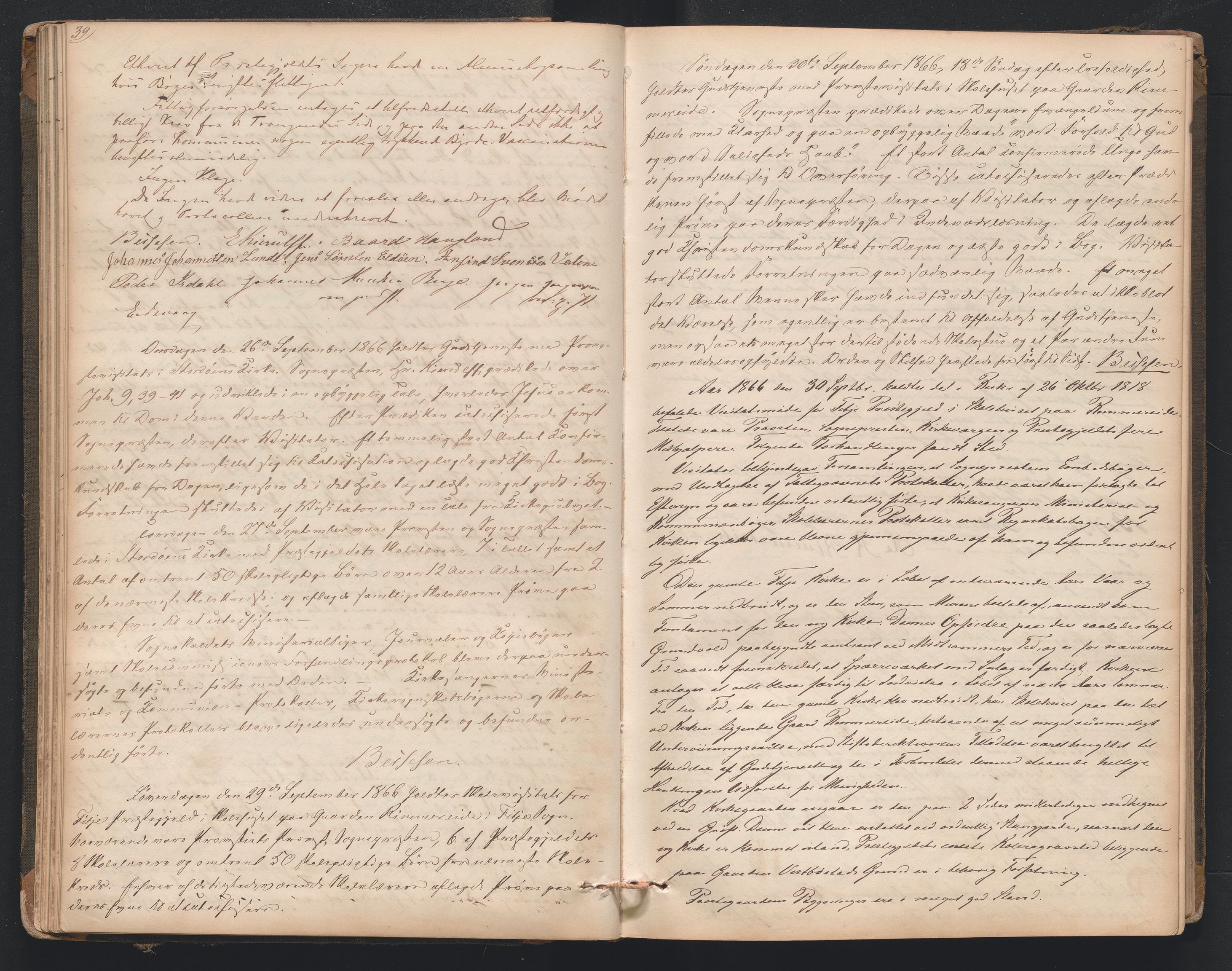 Nordre Sunnhordland prosti, AV/SAB-A-99912/F/L0001: Visitasprotokoll , 1860-1959, p. 39