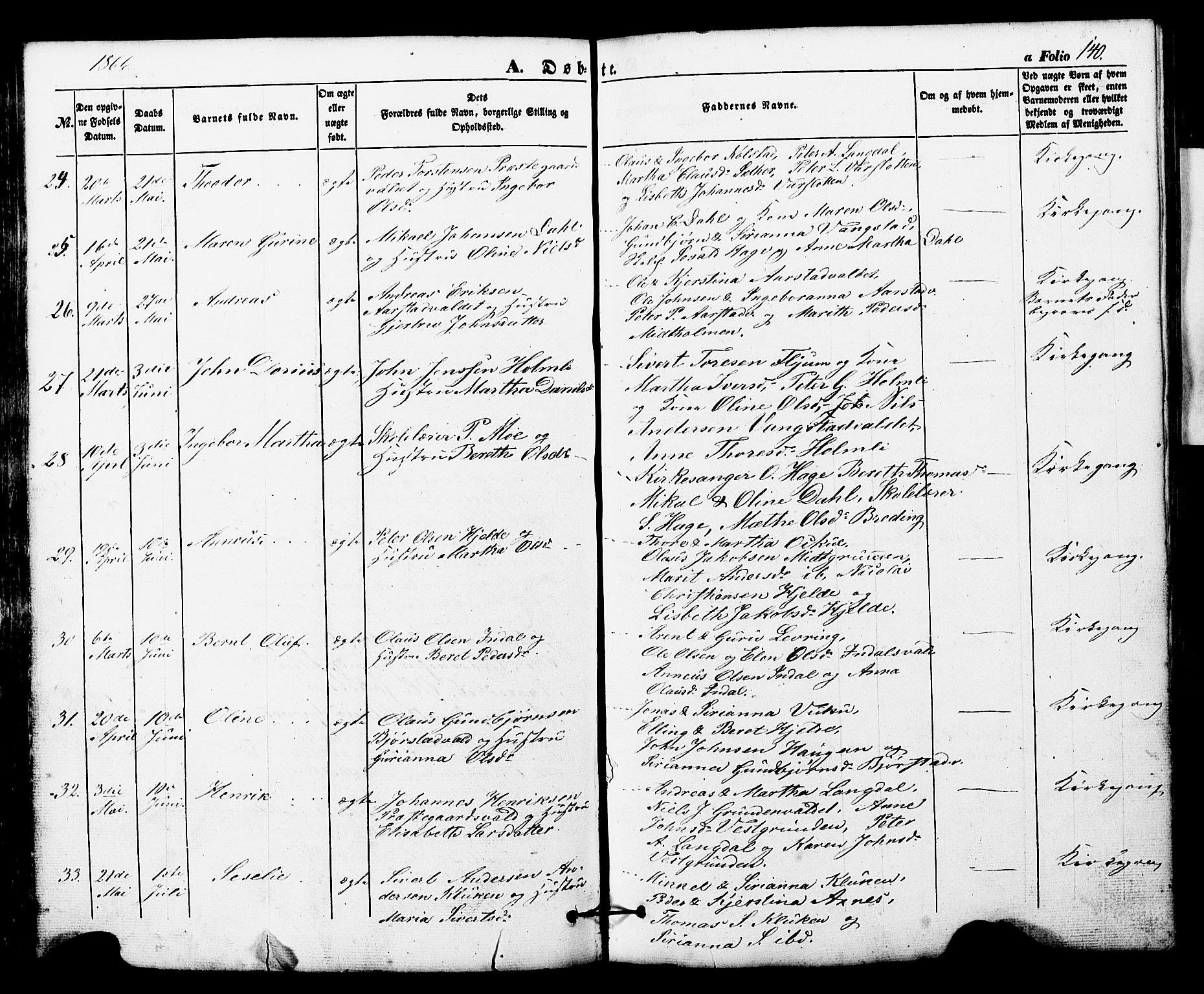 Ministerialprotokoller, klokkerbøker og fødselsregistre - Nord-Trøndelag, SAT/A-1458/724/L0268: Parish register (copy) no. 724C04, 1846-1878, p. 140