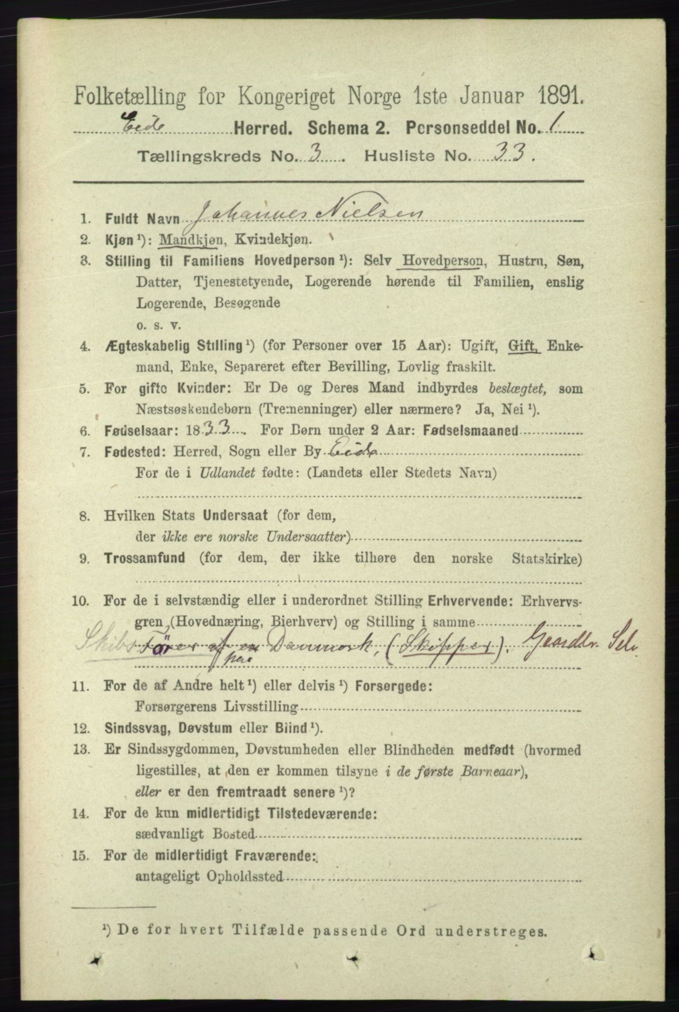 RA, 1891 census for 0925 Eide, 1891, p. 887