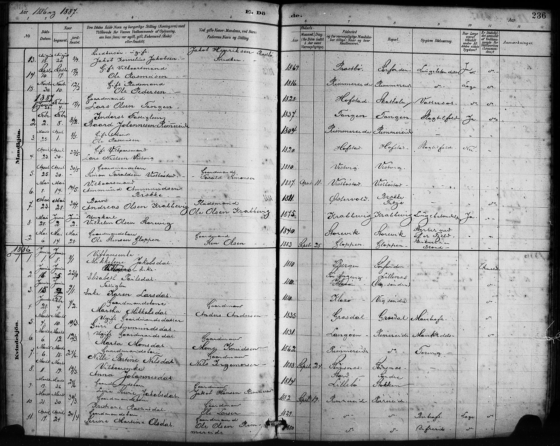 Fitjar sokneprestembete, SAB/A-99926: Parish register (official) no. A 2, 1882-1899, p. 236