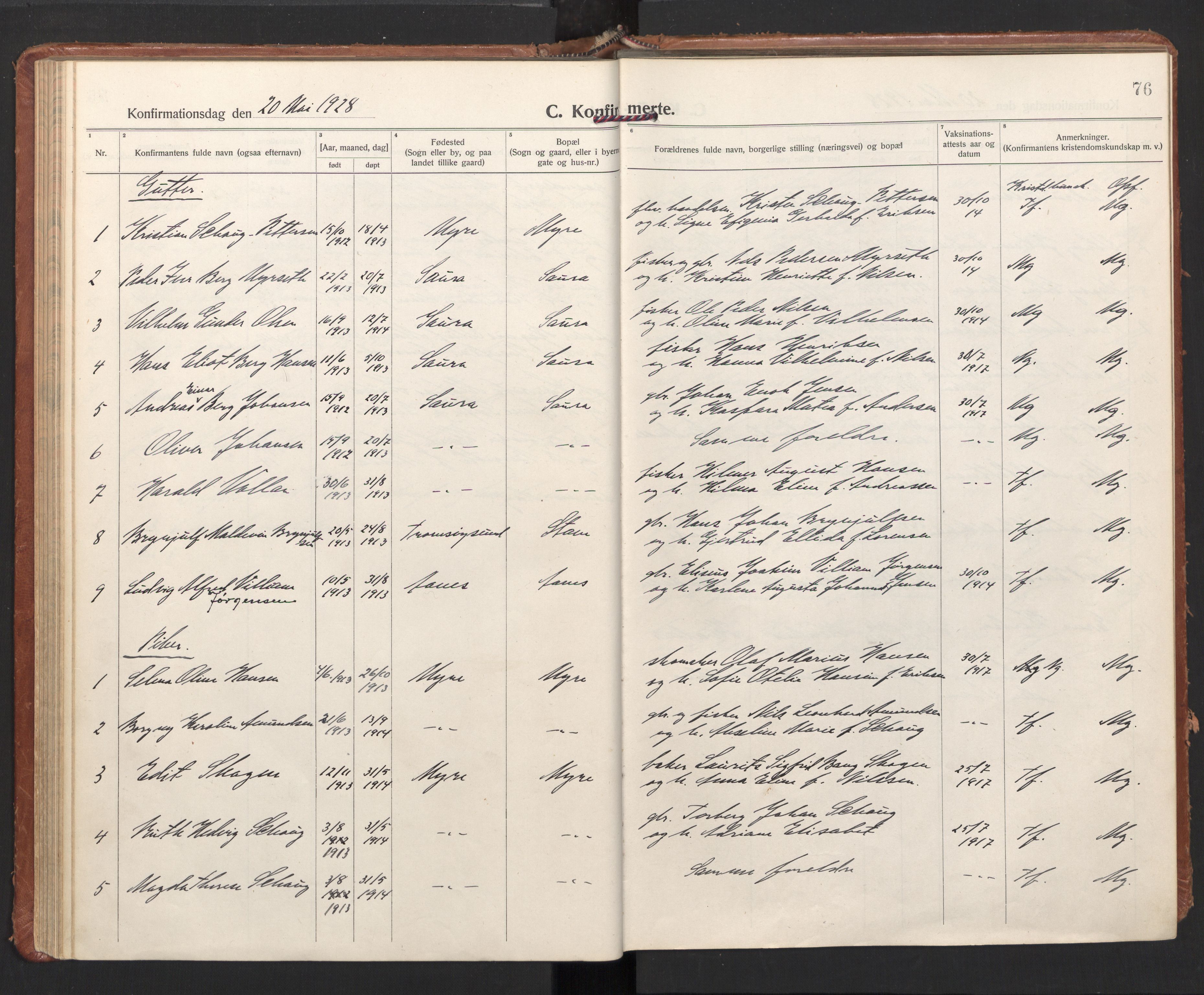 Ministerialprotokoller, klokkerbøker og fødselsregistre - Nordland, SAT/A-1459/897/L1408: Parish register (official) no. 897A15, 1922-1938, p. 76