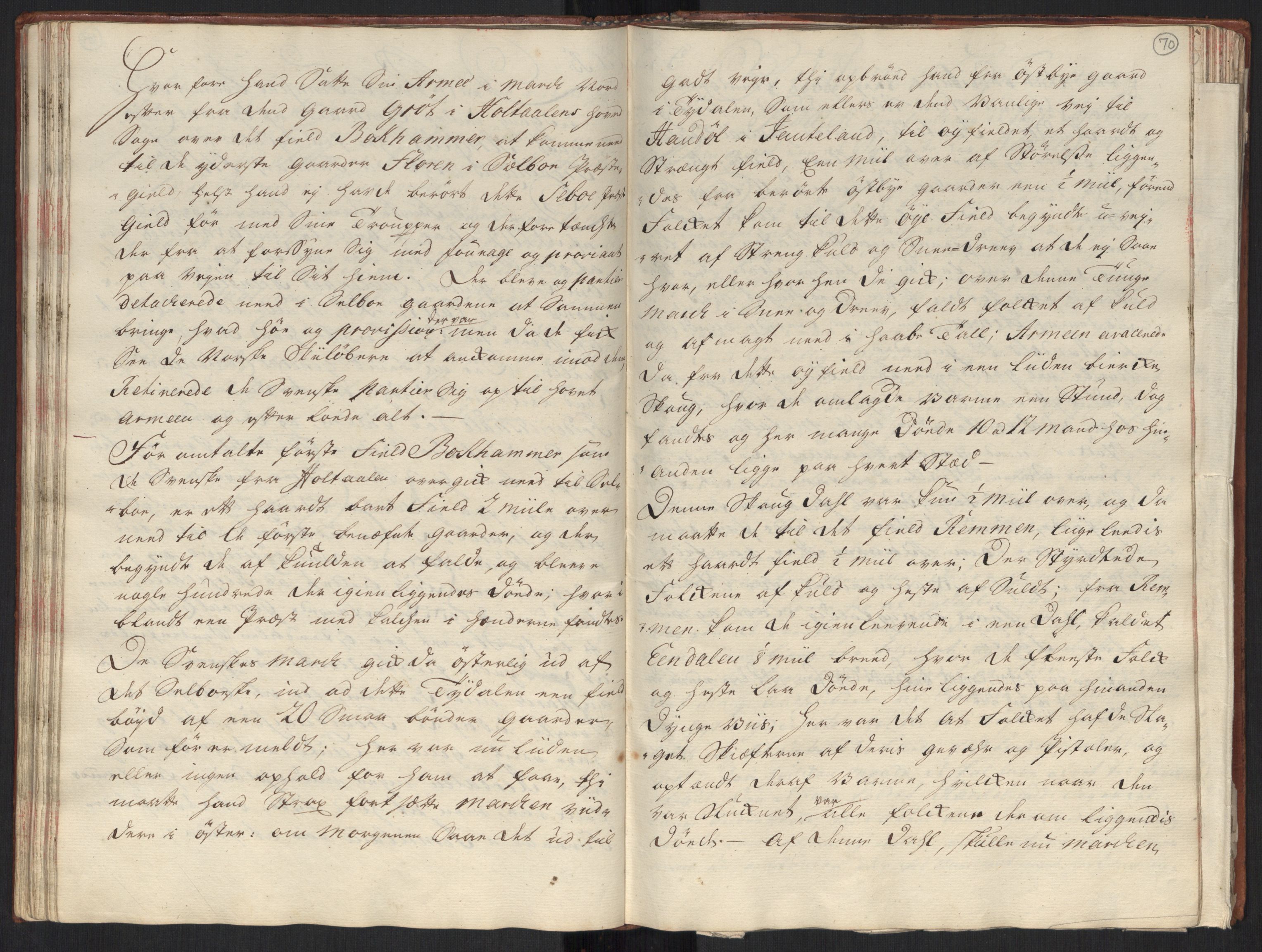 Danske Kanselli, Grensearkivet, AV/RA-EA-4062/F/L0010/0002: Volum XX-XXII / Vol. XXI: Major Schnitlers grenseeksaminasjonsprotokoll, 1. bind, 1742, p. 69b-70a