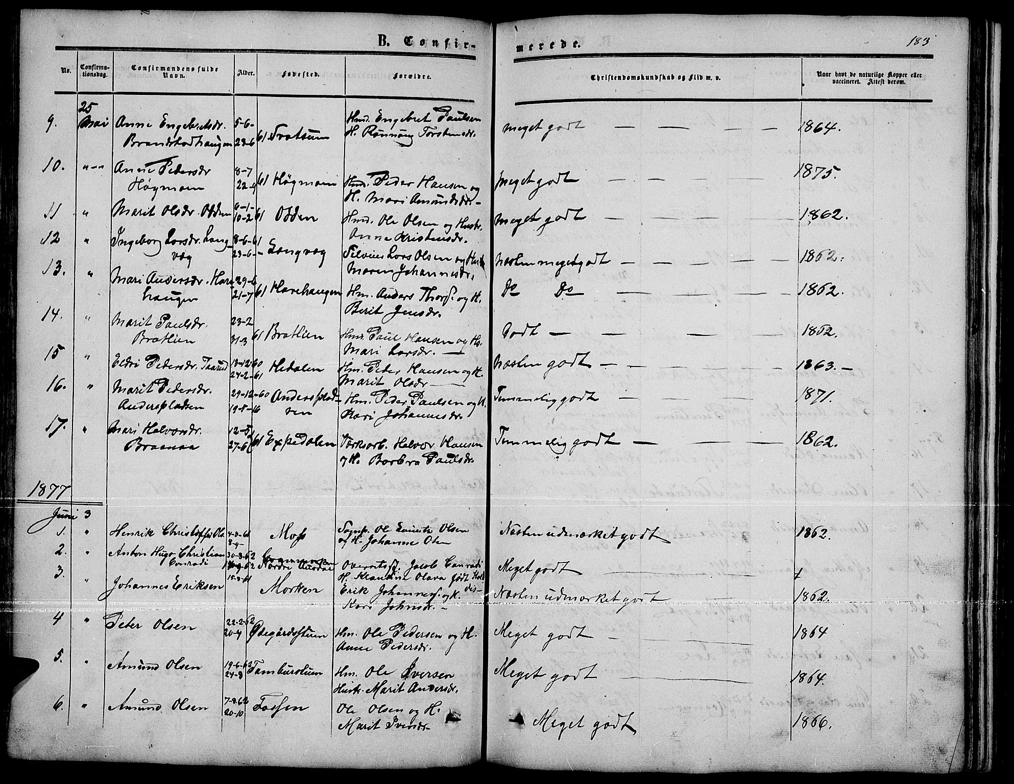 Nord-Fron prestekontor, SAH/PREST-080/H/Ha/Hab/L0001: Parish register (copy) no. 1, 1851-1883, p. 183