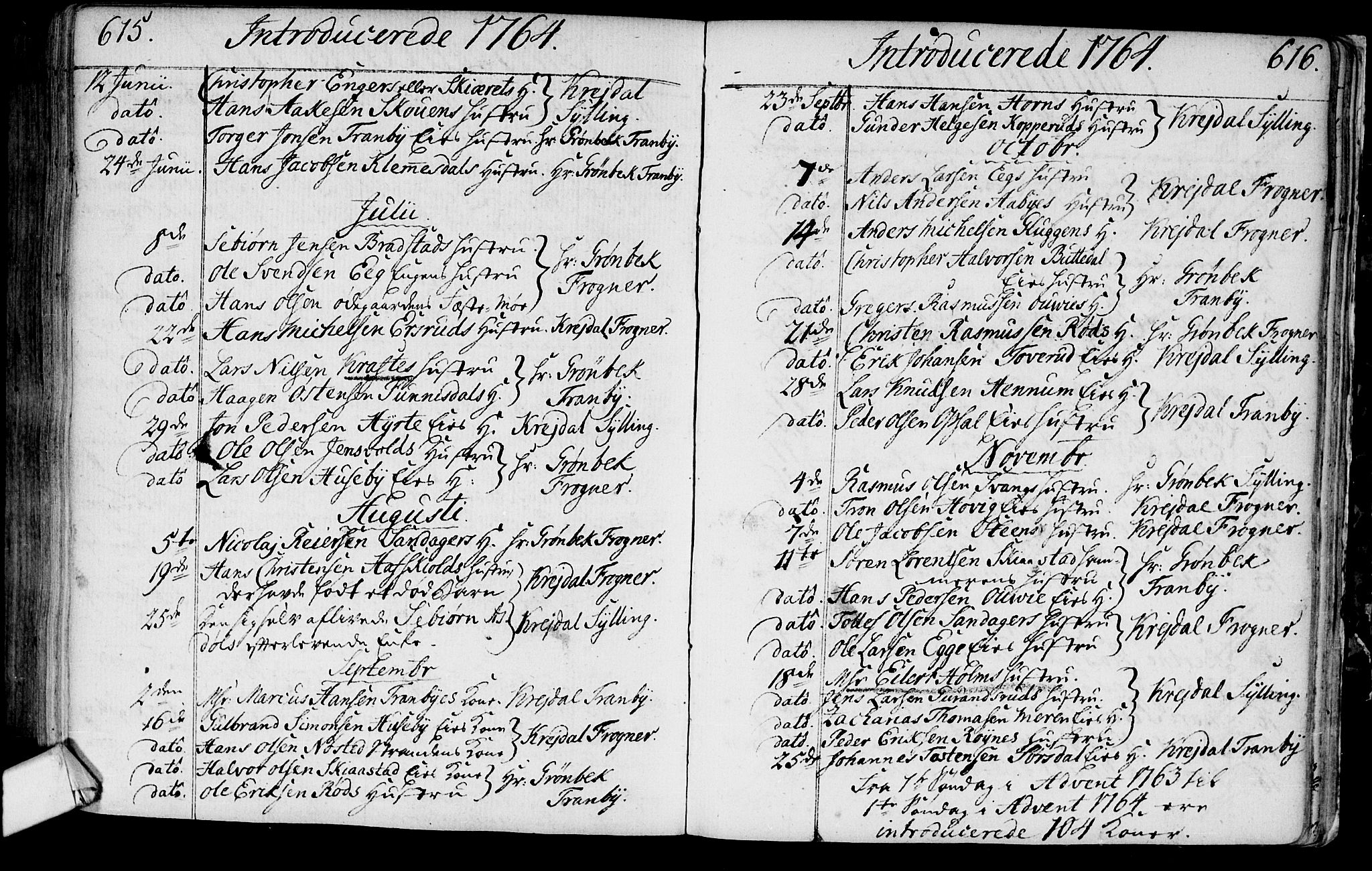 Lier kirkebøker, AV/SAKO-A-230/F/Fa/L0004: Parish register (official) no. I 4, 1749-1764, p. 615-616