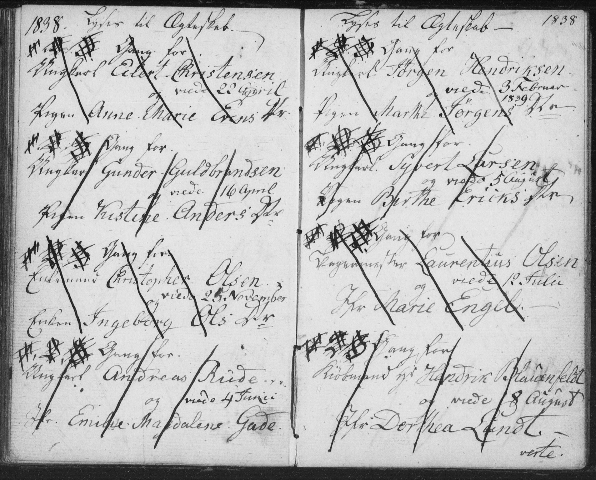 Bragernes kirkebøker, SAKO/A-6/H/Ha/L0002: Banns register no. 2, 1832-1846