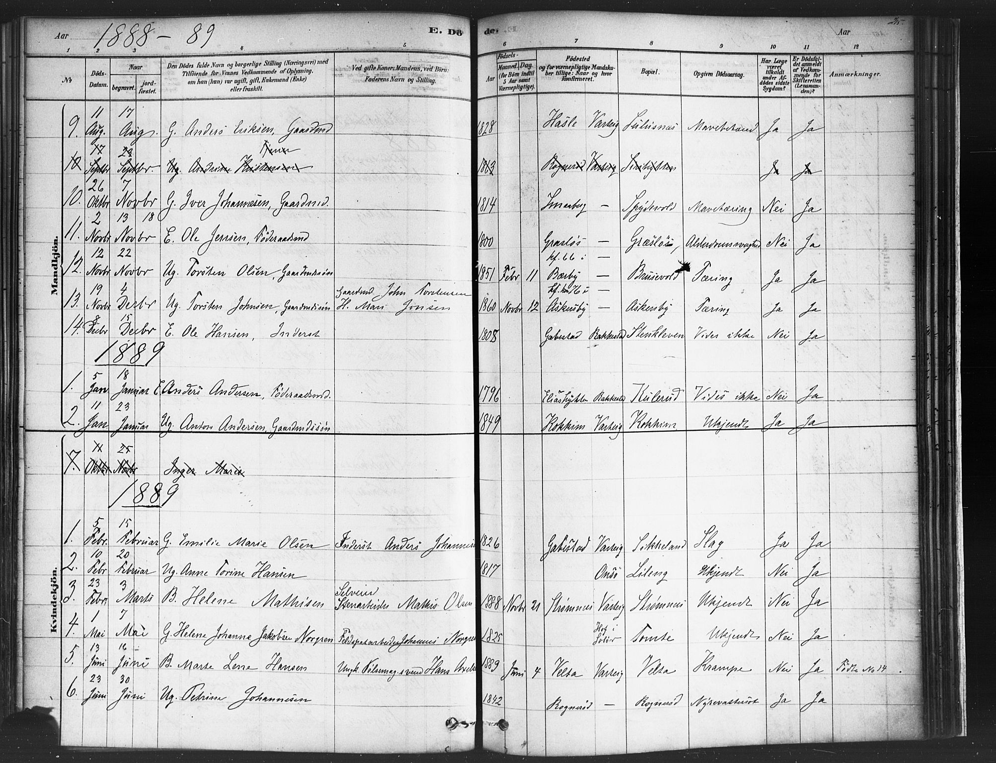 Varteig prestekontor Kirkebøker, SAO/A-10447a/F/Fa/L0002: Parish register (official) no. 2, 1878-1899, p. 215