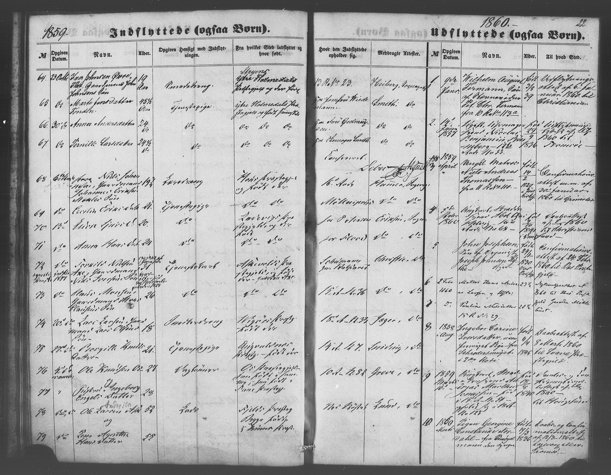 Domkirken sokneprestembete, SAB/A-74801/H/Haa/L0048: Parish register (official) no. F 3, 1858-1874, p. 22