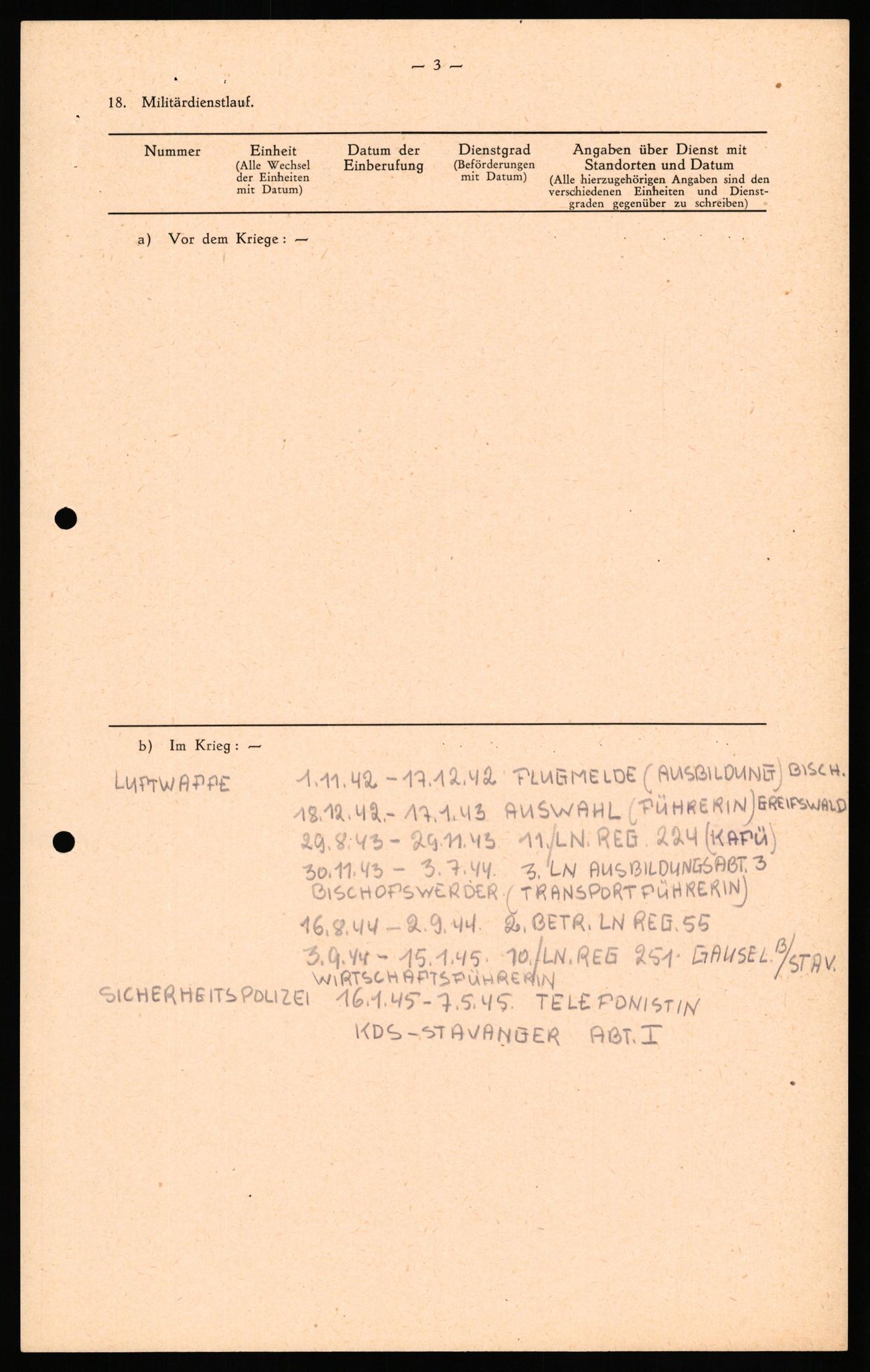 Forsvaret, Forsvarets overkommando II, AV/RA-RAFA-3915/D/Db/L0036: CI Questionaires. Tyske okkupasjonsstyrker i Norge. Tyskere., 1945-1946, p. 170