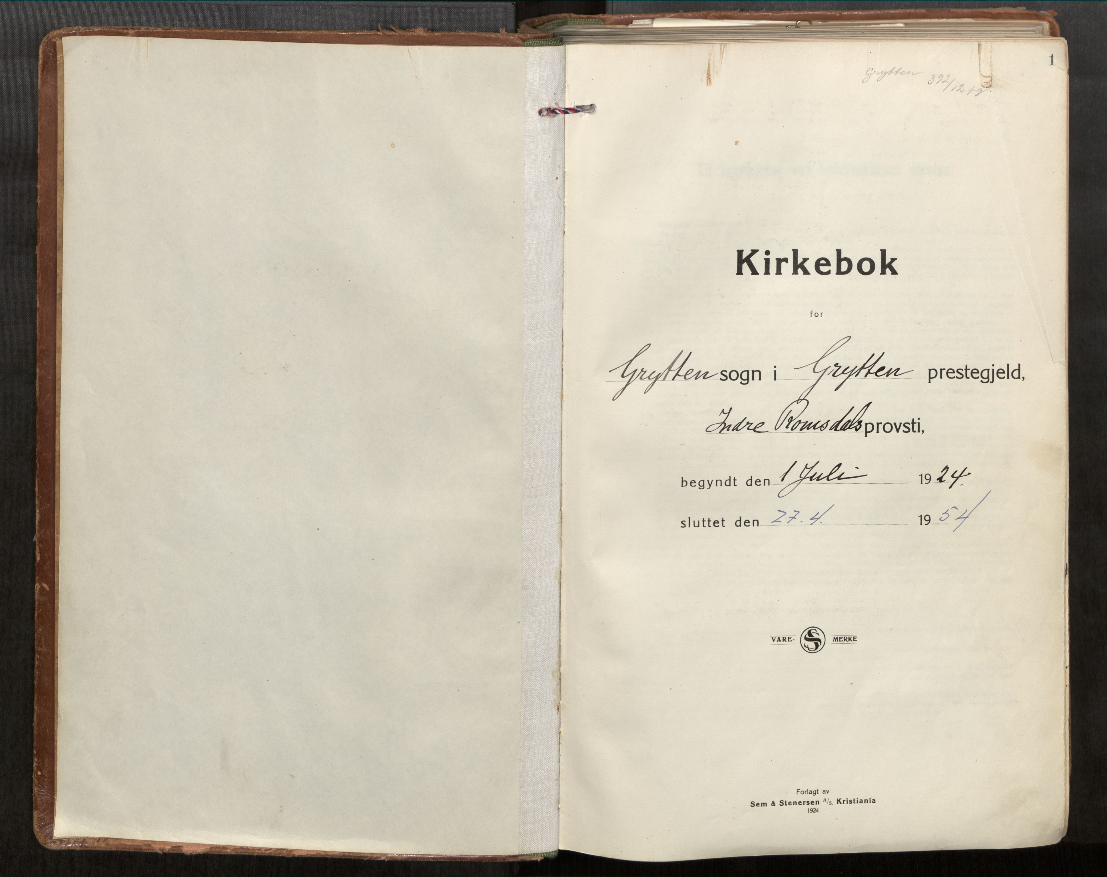 Ministerialprotokoller, klokkerbøker og fødselsregistre - Møre og Romsdal, AV/SAT-A-1454/544/L0587: Parish register (official) no. 544A11, 1924-1954, p. 1