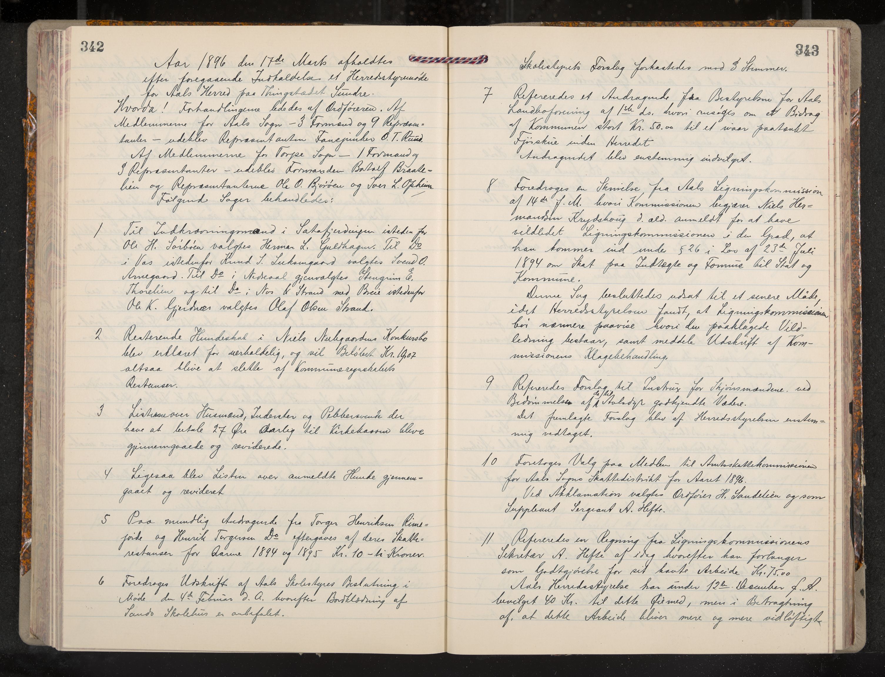 Ål formannskap og sentraladministrasjon, IKAK/0619021/A/Aa/L0004: Utskrift av møtebok, 1881-1901, p. 342-343