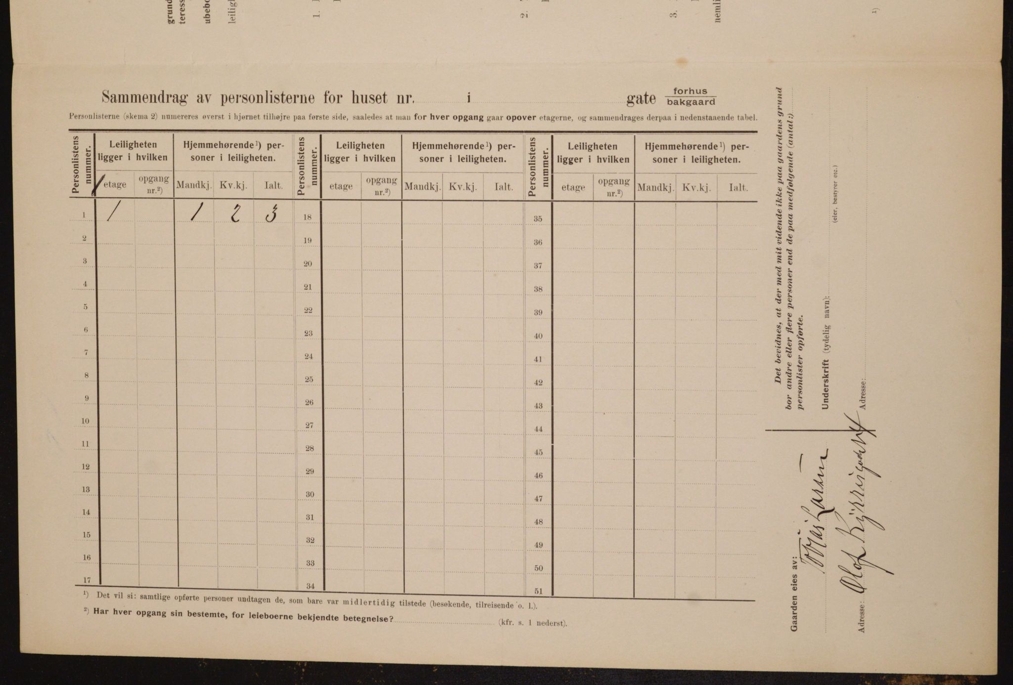 OBA, Municipal Census 1910 for Kristiania, 1910, p. 72623