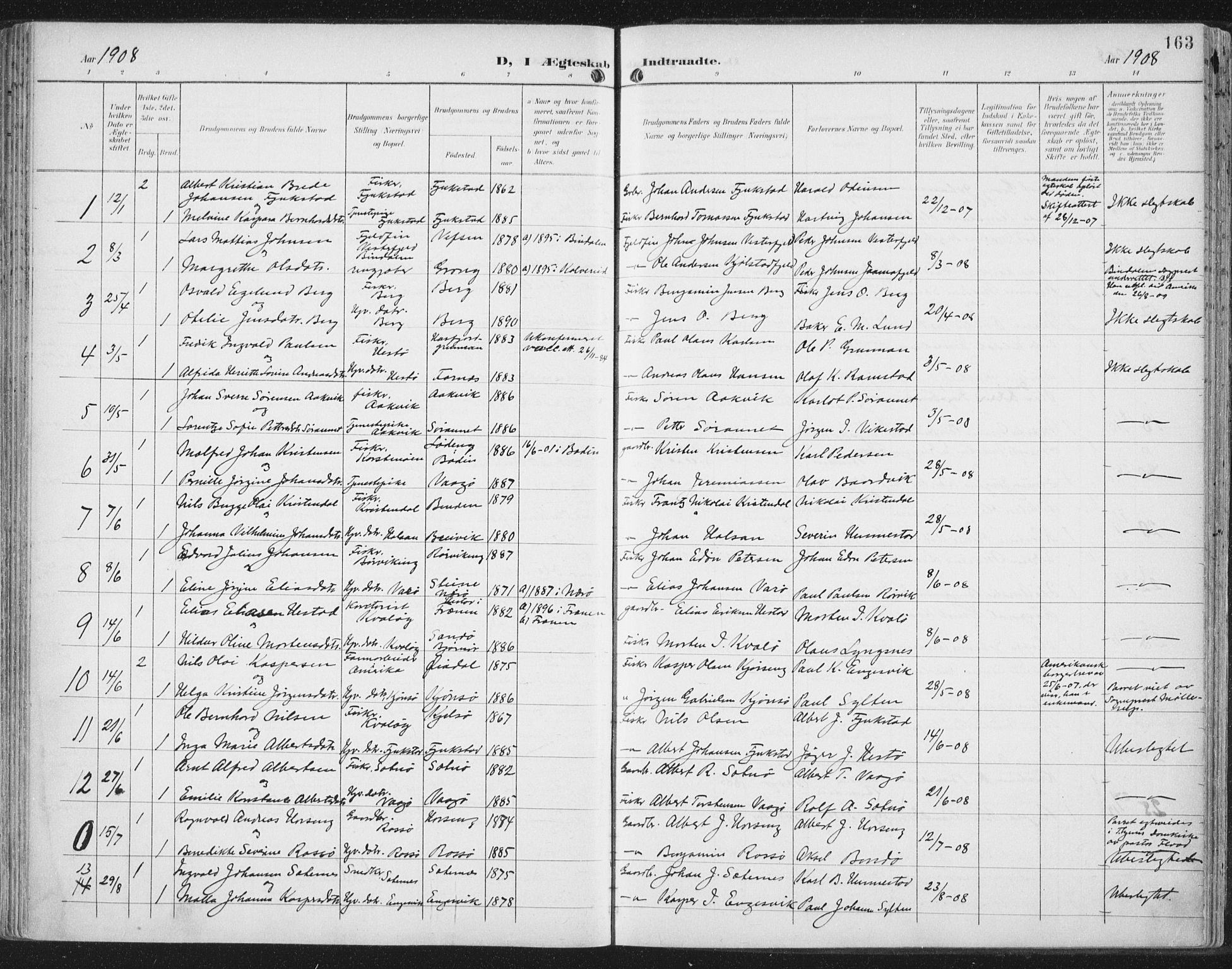 Ministerialprotokoller, klokkerbøker og fødselsregistre - Nord-Trøndelag, SAT/A-1458/786/L0688: Parish register (official) no. 786A04, 1899-1912, p. 163