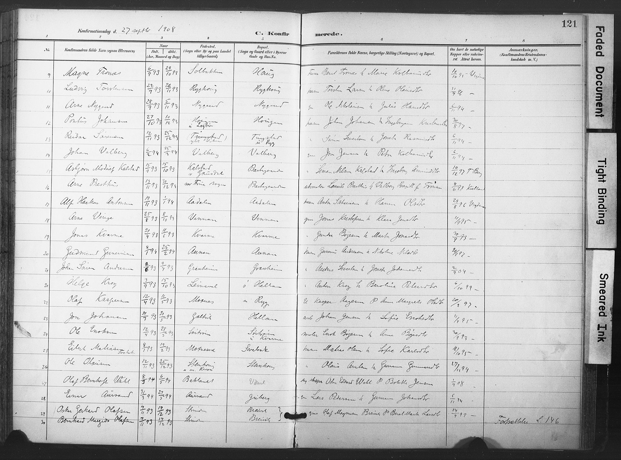 Ministerialprotokoller, klokkerbøker og fødselsregistre - Nord-Trøndelag, AV/SAT-A-1458/713/L0122: Parish register (official) no. 713A11, 1899-1910, p. 121