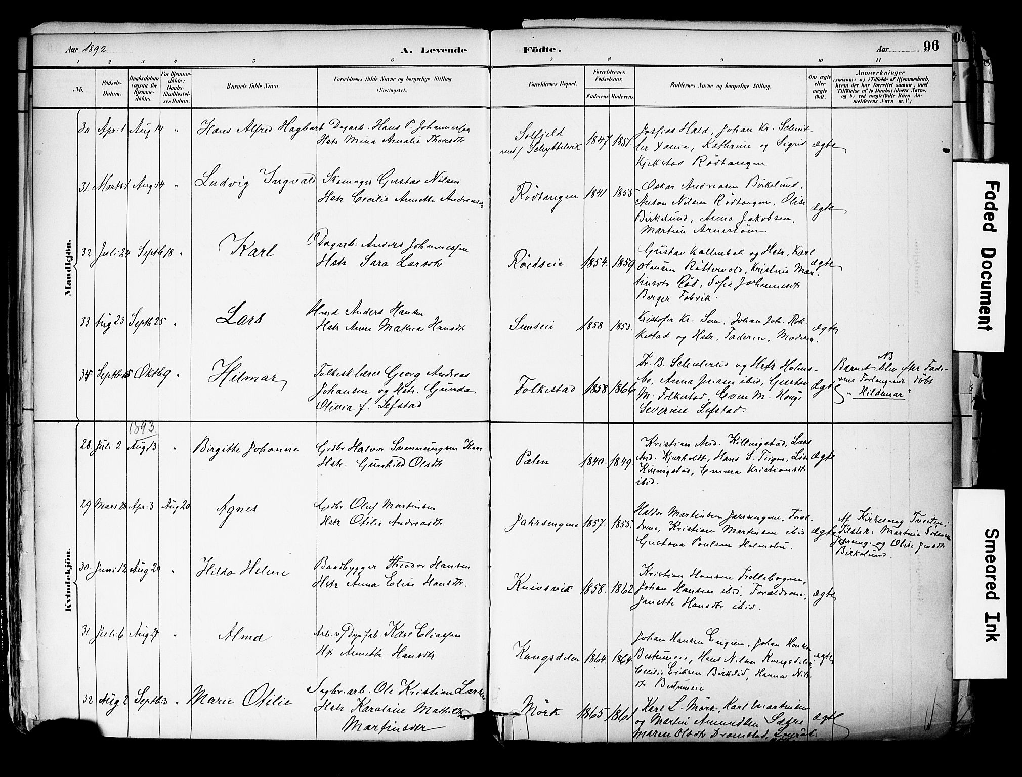 Hurum kirkebøker, AV/SAKO-A-229/F/Fa/L0014: Parish register (official) no. 14, 1882-1895, p. 96