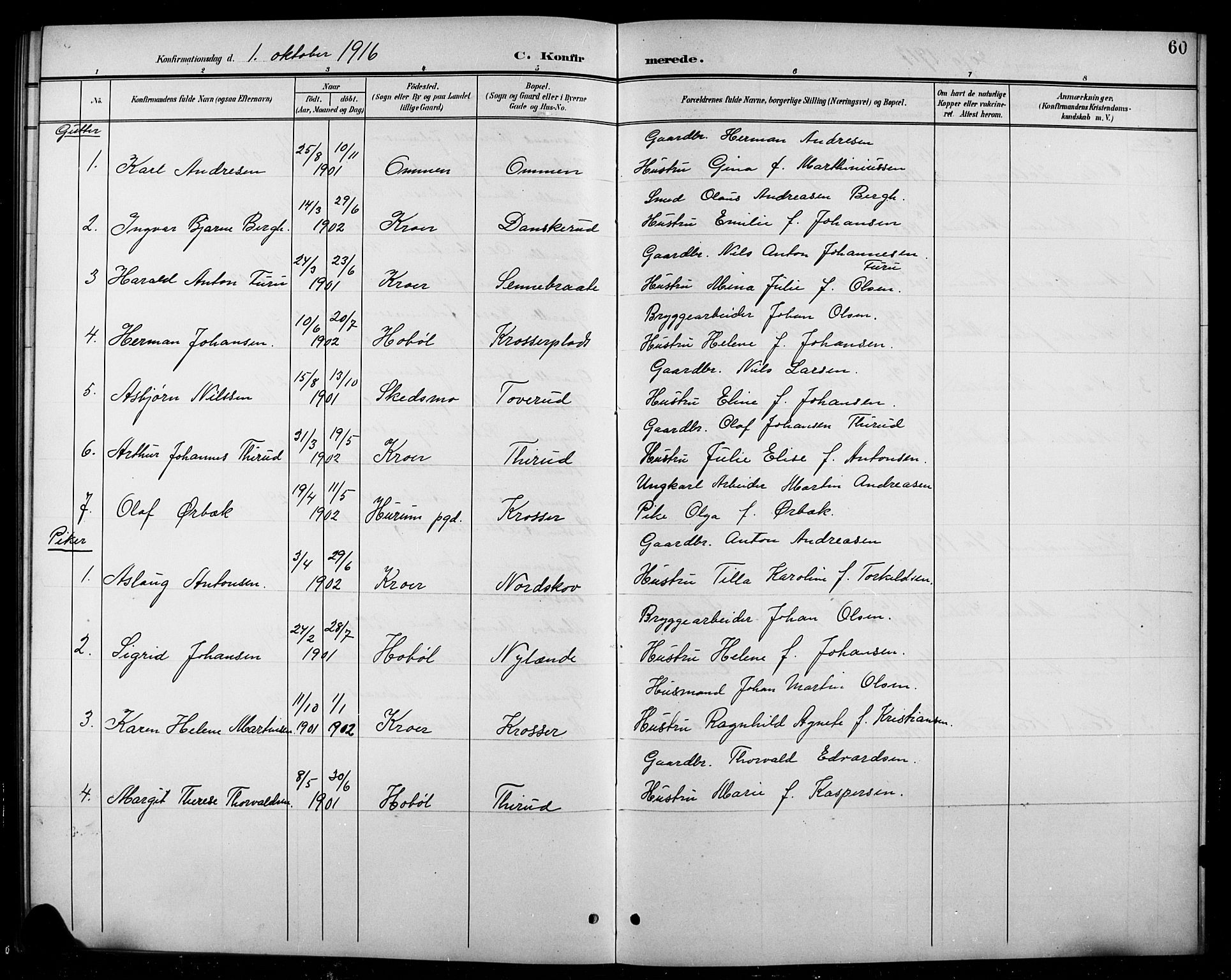 Ås prestekontor Kirkebøker, AV/SAO-A-10894/G/Gc/L0001: Parish register (copy) no. III 1, 1901-1924, p. 60