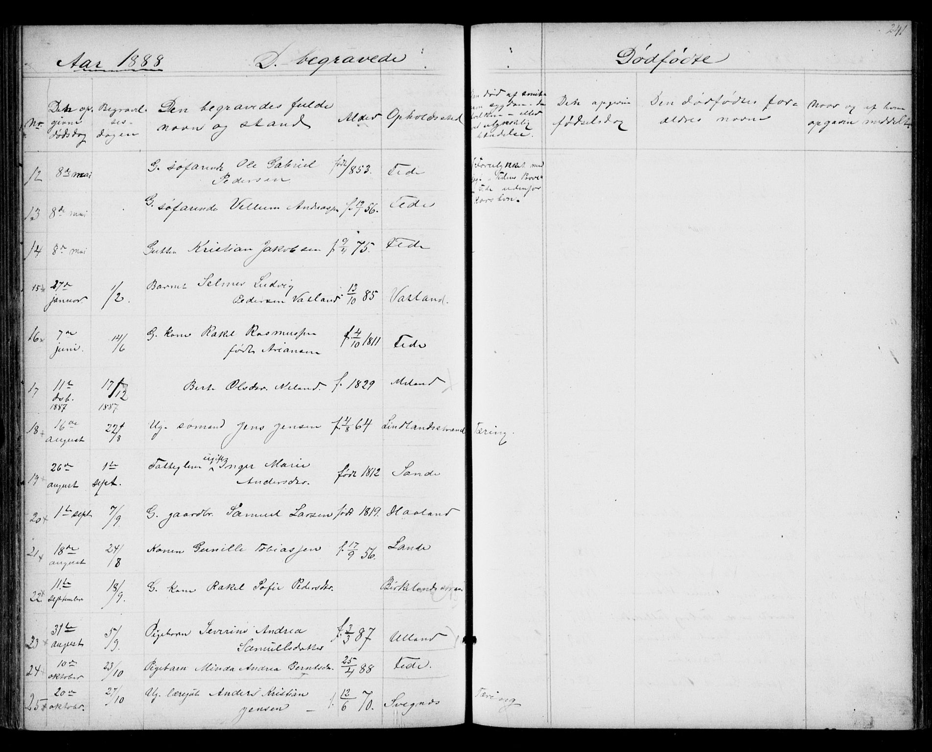 Kvinesdal sokneprestkontor, AV/SAK-1111-0026/F/Fb/Fba/L0003: Parish register (copy) no. B 3, 1858-1893, p. 241