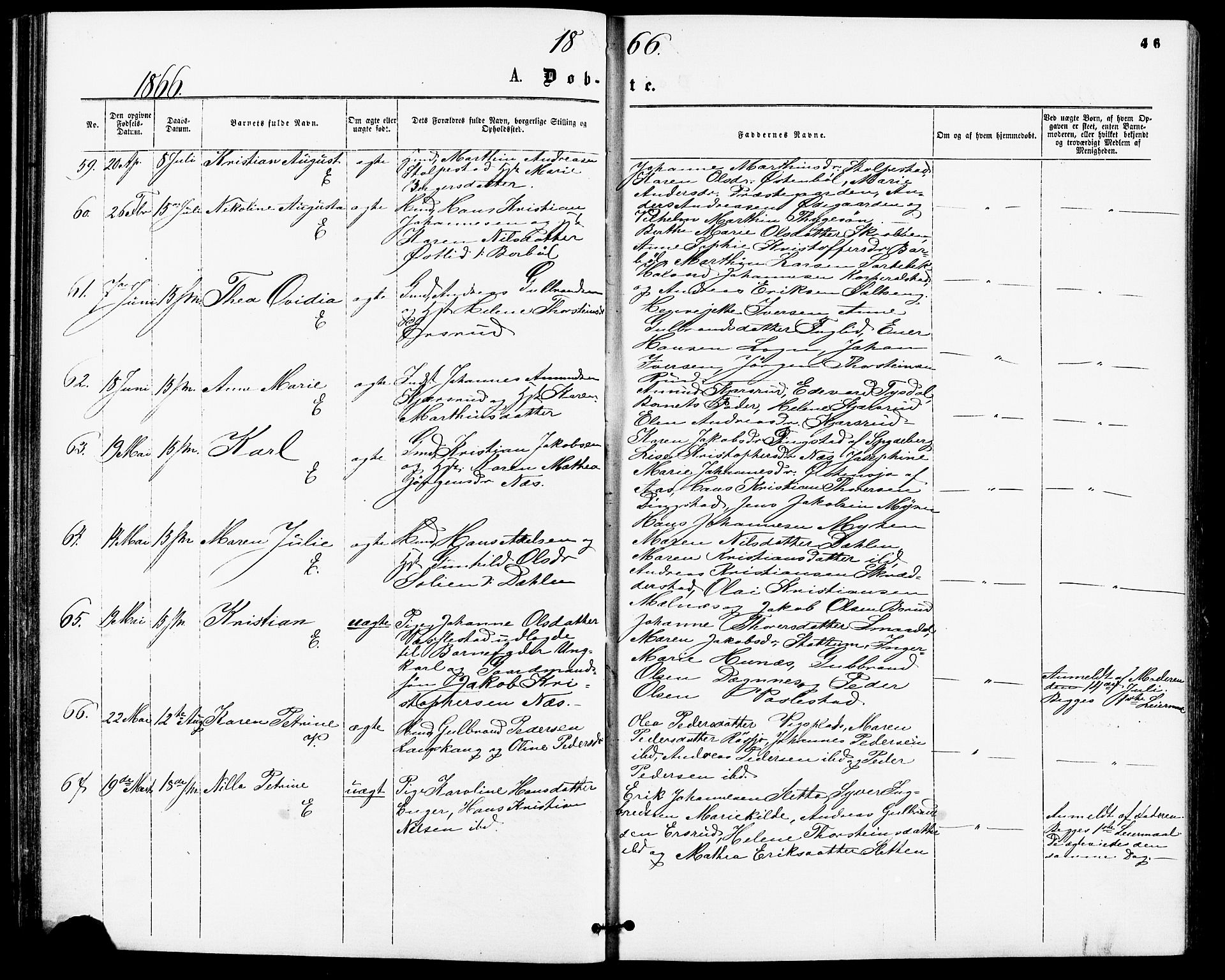 Enebakk prestekontor Kirkebøker, AV/SAO-A-10171c/F/Fa/L0011: Parish register (official) no. I 11, 1862-1882, p. 46