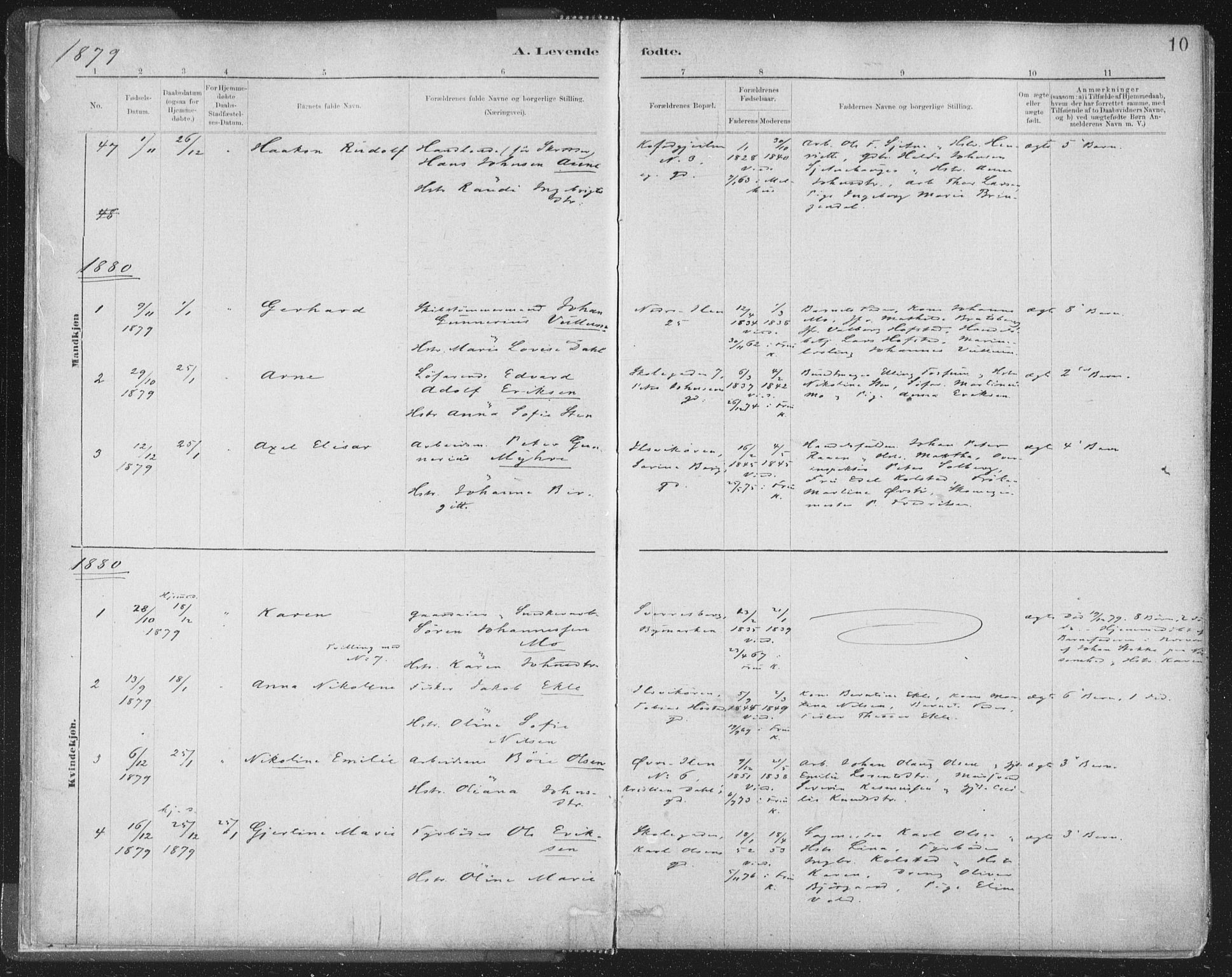 Ministerialprotokoller, klokkerbøker og fødselsregistre - Sør-Trøndelag, SAT/A-1456/603/L0162: Parish register (official) no. 603A01, 1879-1895, p. 10