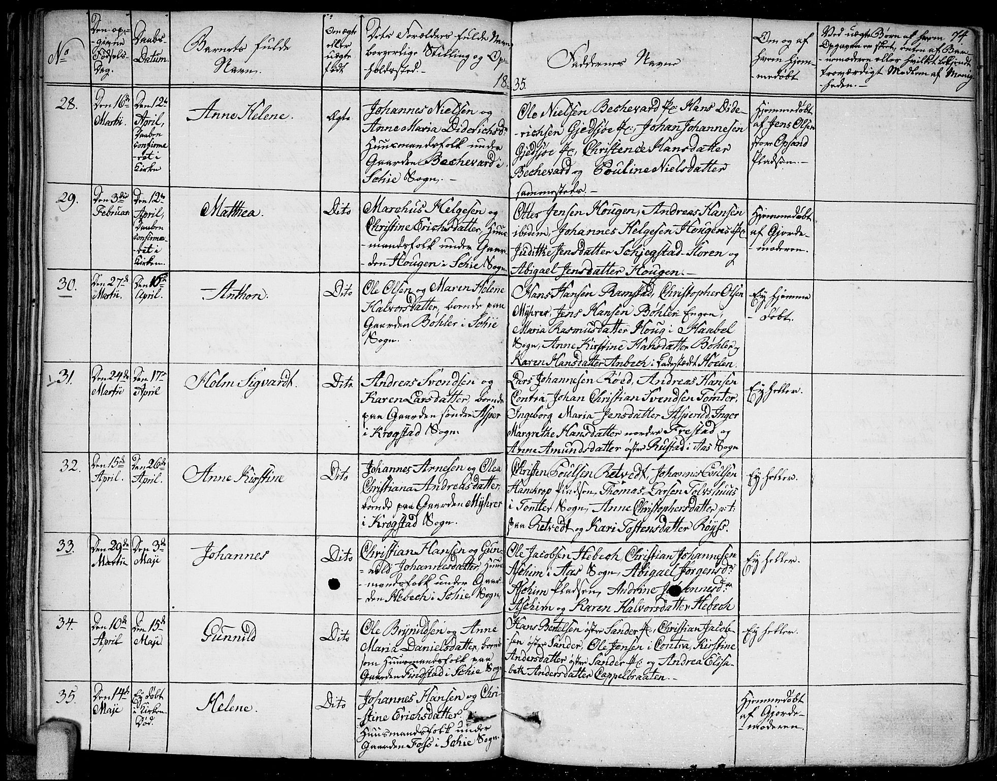Kråkstad prestekontor Kirkebøker, SAO/A-10125a/F/Fa/L0004: Parish register (official) no. I 4, 1825-1837, p. 74
