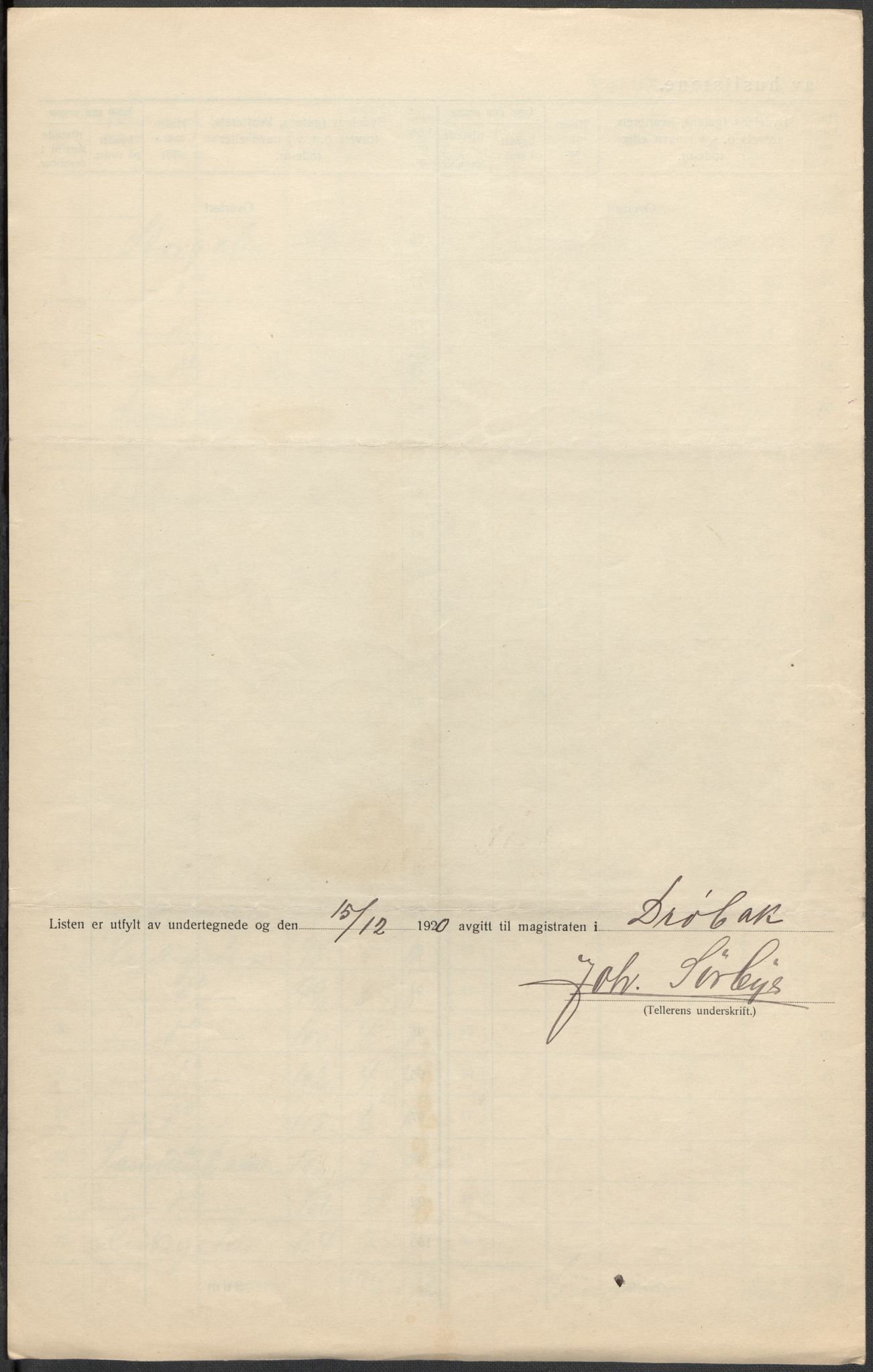 SAO, 1920 census for Drøbak, 1920, p. 11