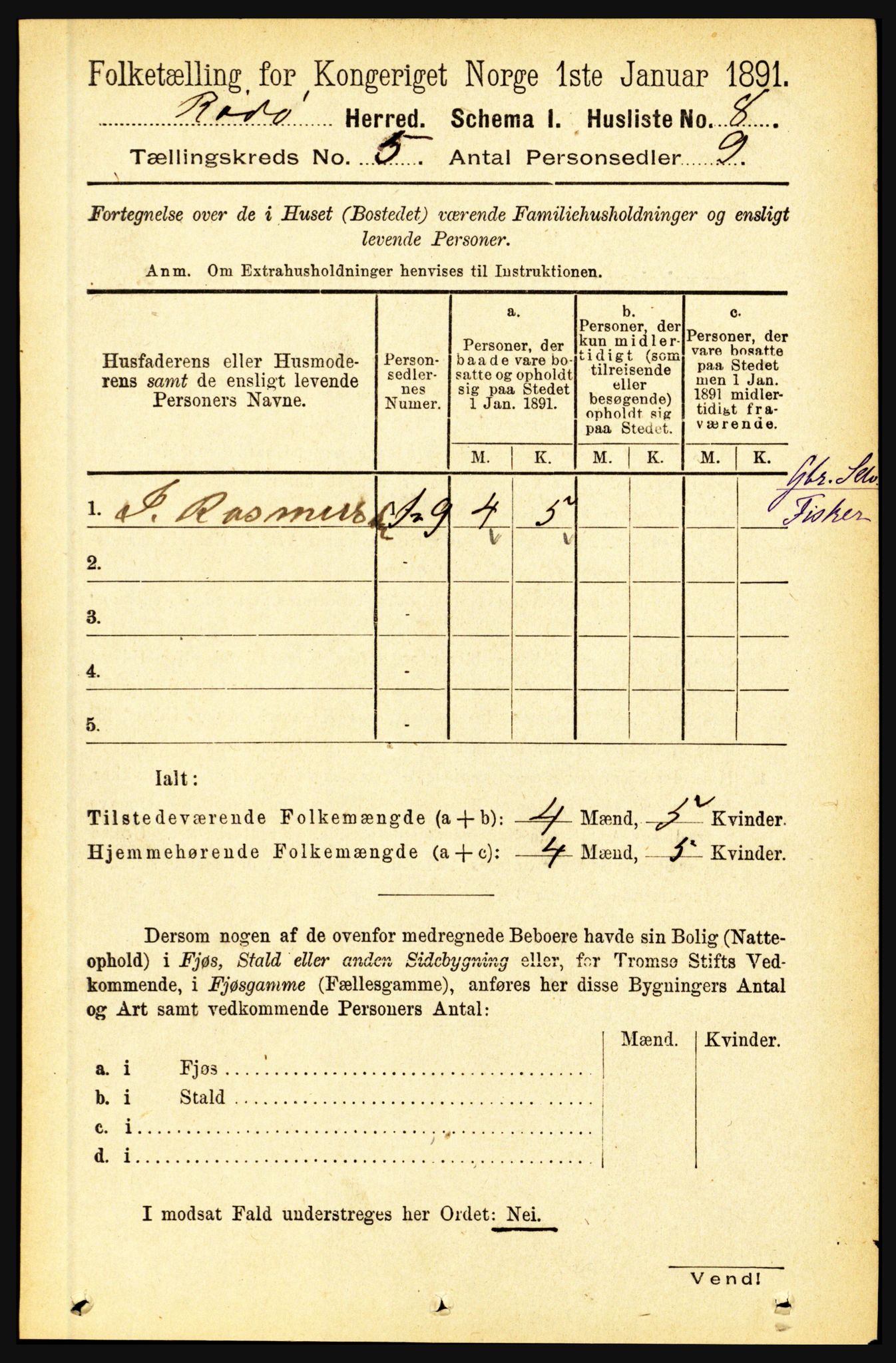 RA, 1891 census for 1836 Rødøy, 1891, p. 2354