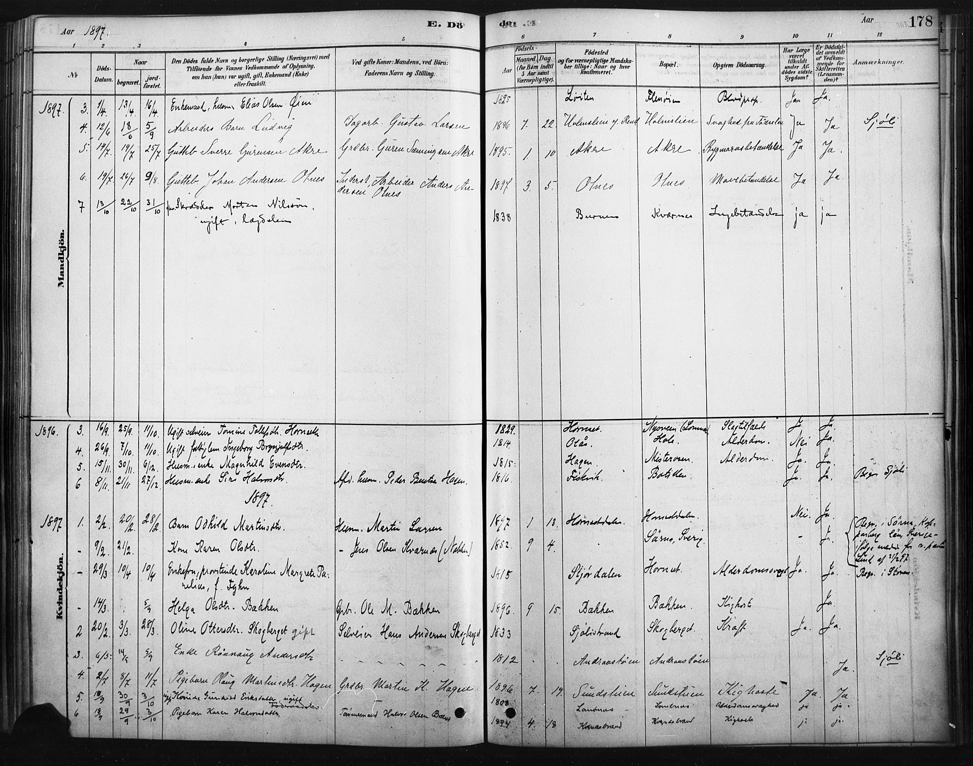 Rendalen prestekontor, AV/SAH-PREST-054/H/Ha/Haa/L0010: Parish register (official) no. 10, 1878-1901, p. 178