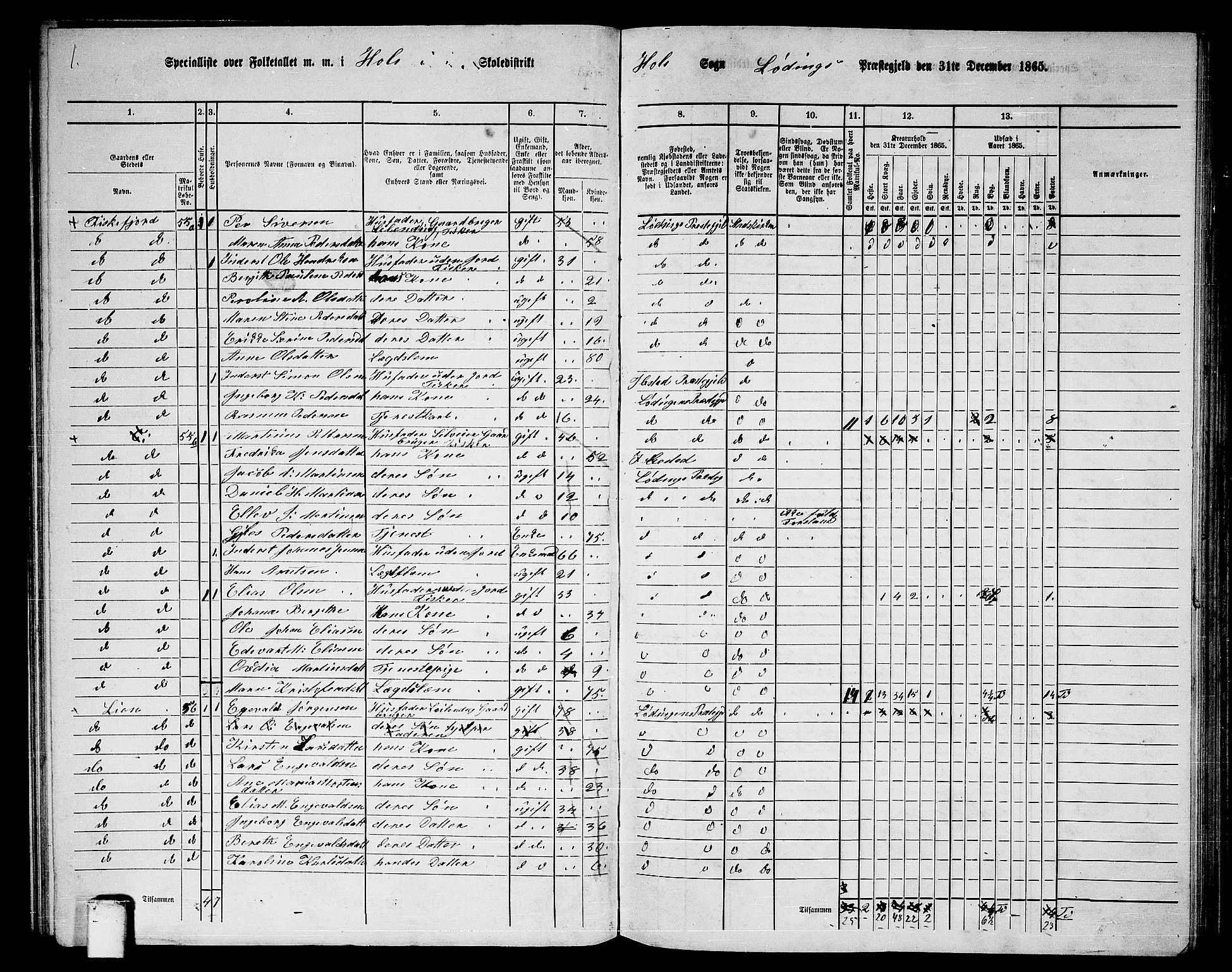 RA, 1865 census for Lødingen, 1865, p. 55