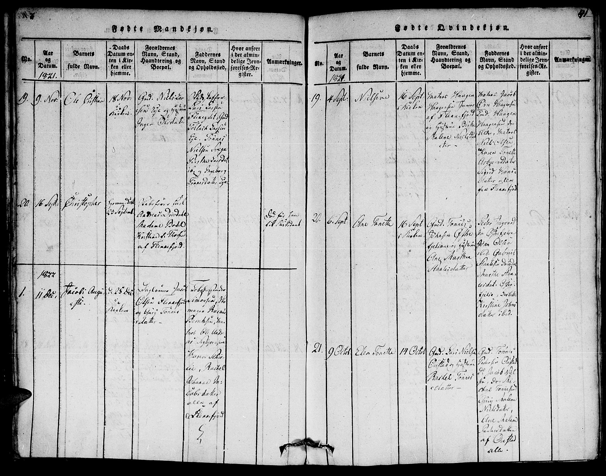 Flekkefjord sokneprestkontor, SAK/1111-0012/F/Fa/Fac/L0002: Parish register (official) no. A 2, 1815-1826, p. 41