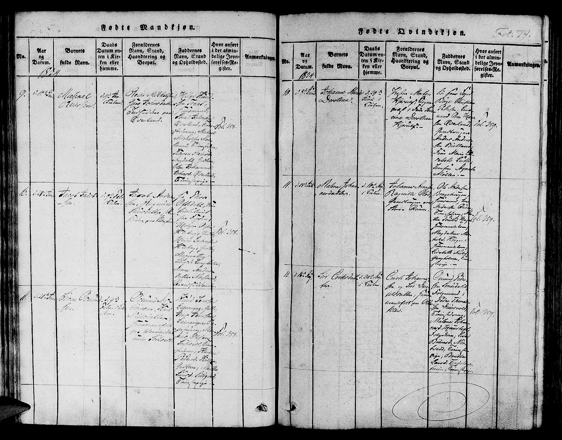 Nedstrand sokneprestkontor, AV/SAST-A-101841/01/IV: Parish register (official) no. A 6, 1816-1838, p. 79