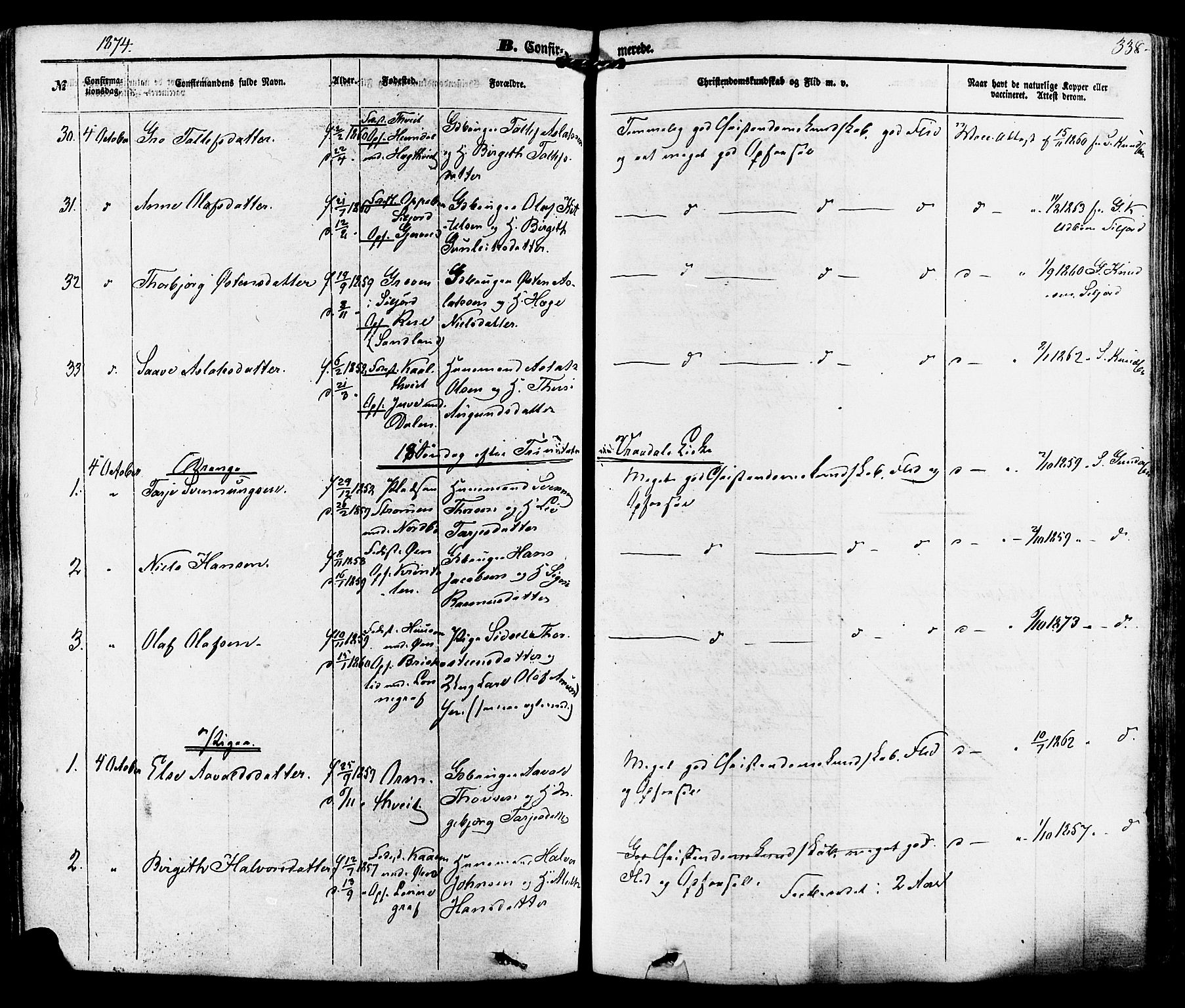 Kviteseid kirkebøker, SAKO/A-276/F/Fa/L0007: Parish register (official) no. I 7, 1859-1881, p. 338