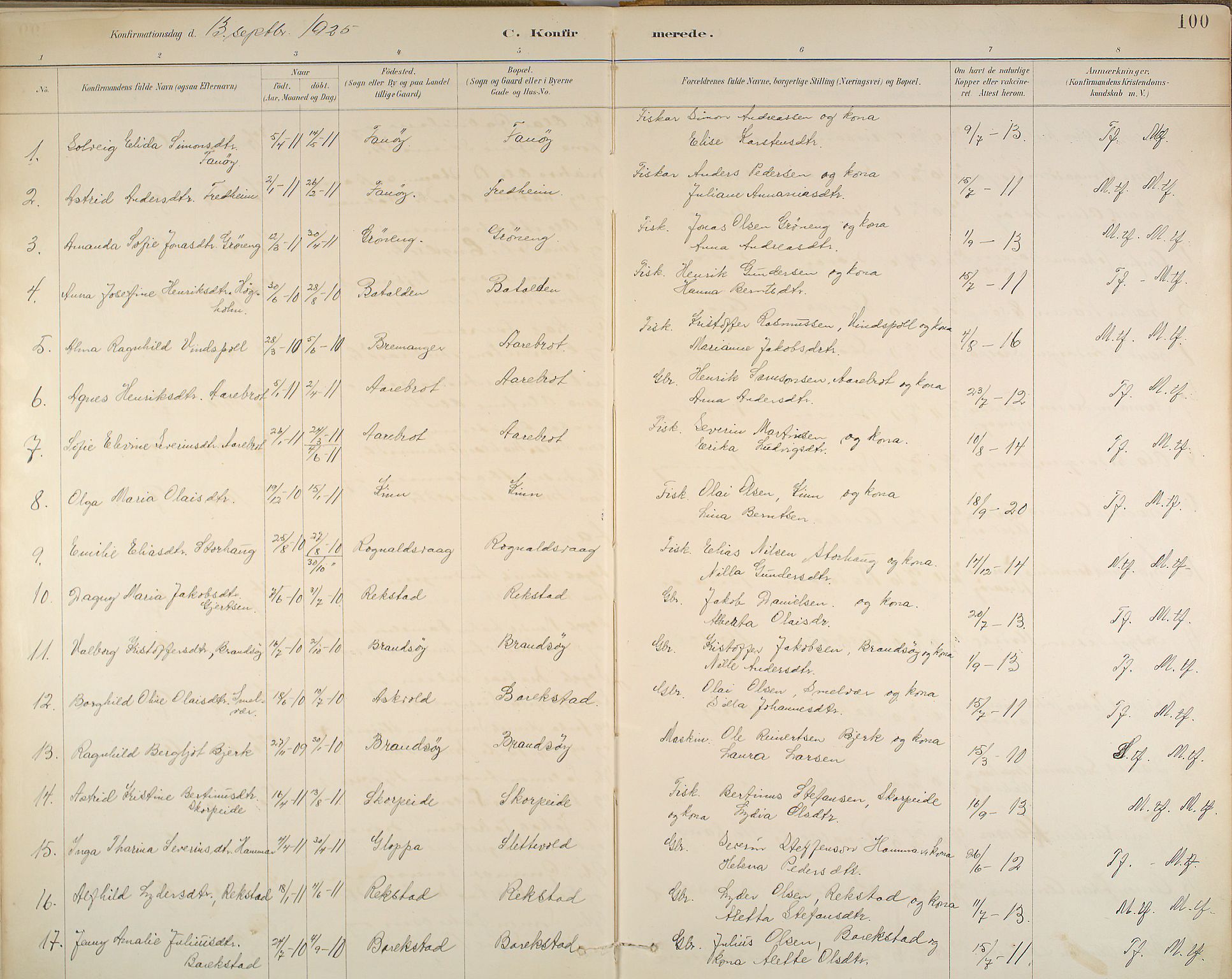 Kinn sokneprestembete, SAB/A-80801/H/Haa/Haab/L0006: Parish register (official) no. B 6, 1883-1925, p. 100