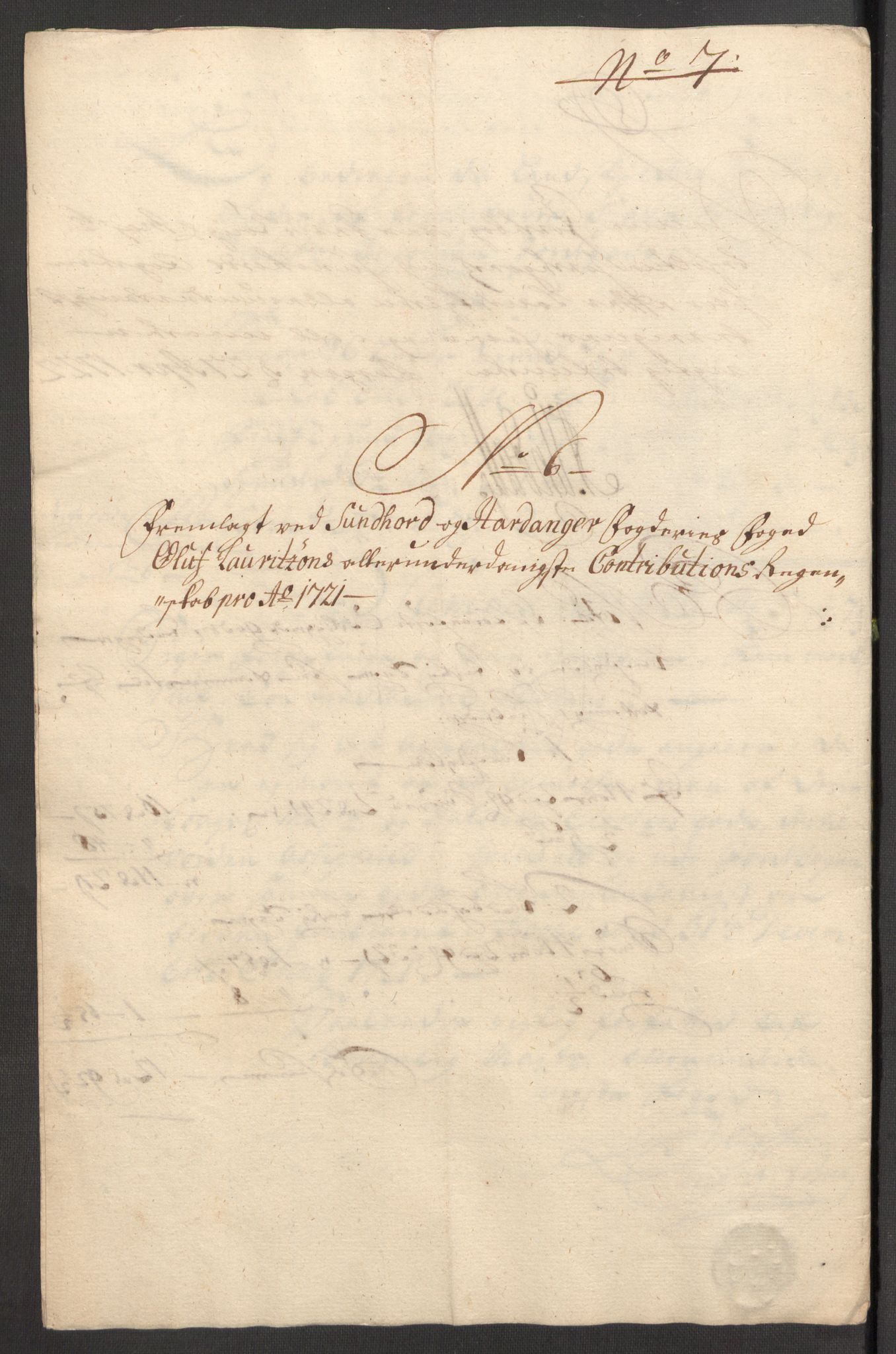 Rentekammeret inntil 1814, Reviderte regnskaper, Fogderegnskap, AV/RA-EA-4092/R48/L3000: Fogderegnskap Sunnhordland og Hardanger, 1721, p. 102