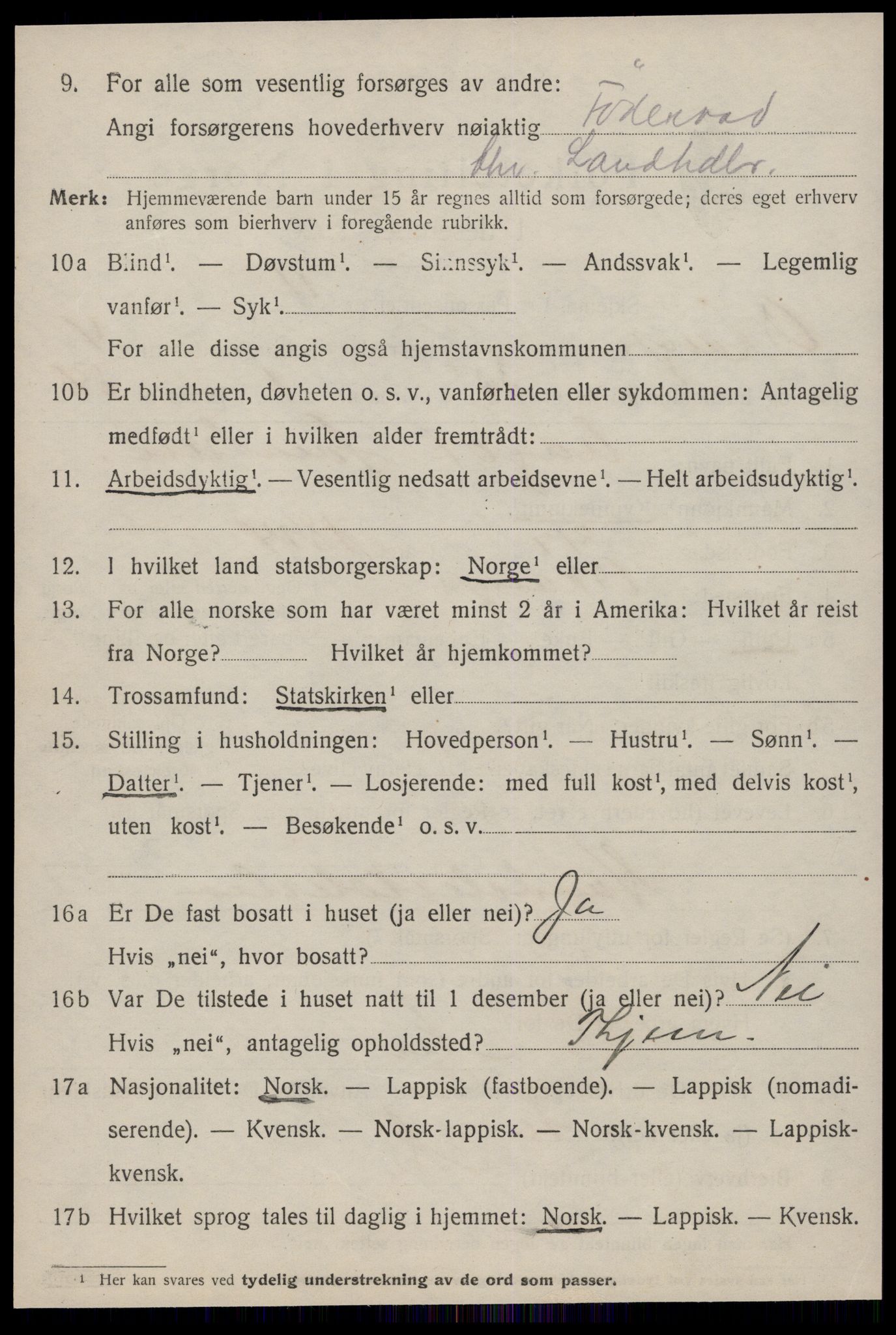 SAT, 1920 census for Orkanger, 1920, p. 2524