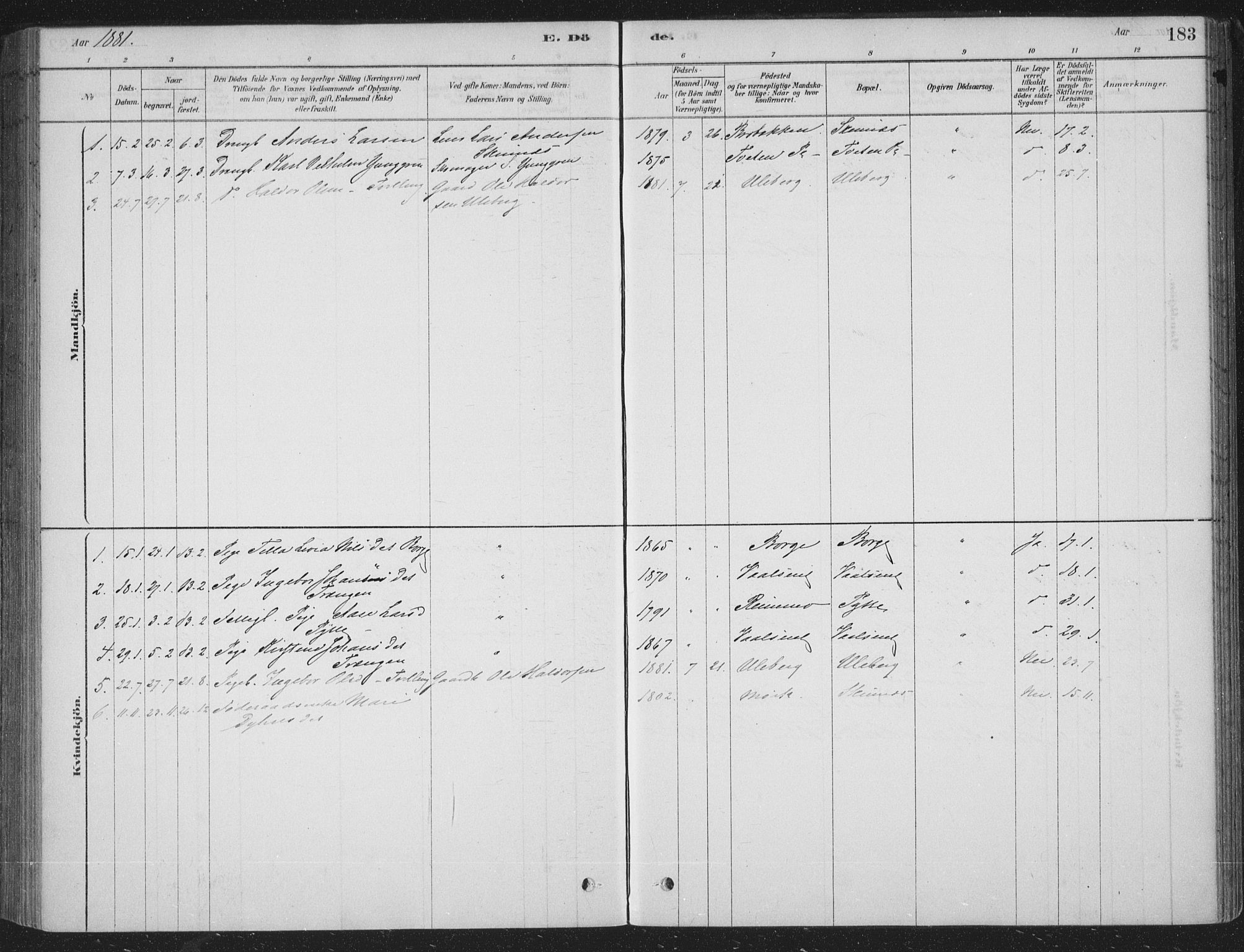 Sandsvær kirkebøker, AV/SAKO-A-244/F/Fe/L0001: Parish register (official) no. V 1, 1878-1936, p. 183