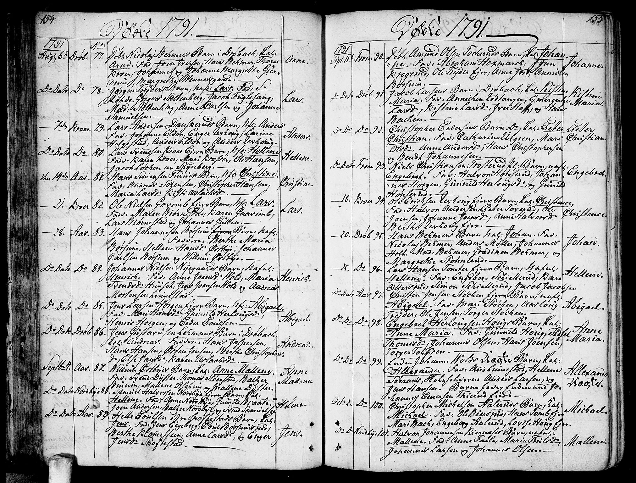 Ås prestekontor Kirkebøker, AV/SAO-A-10894/F/Fa/L0002: Parish register (official) no. I 2, 1778-1813, p. 154-155