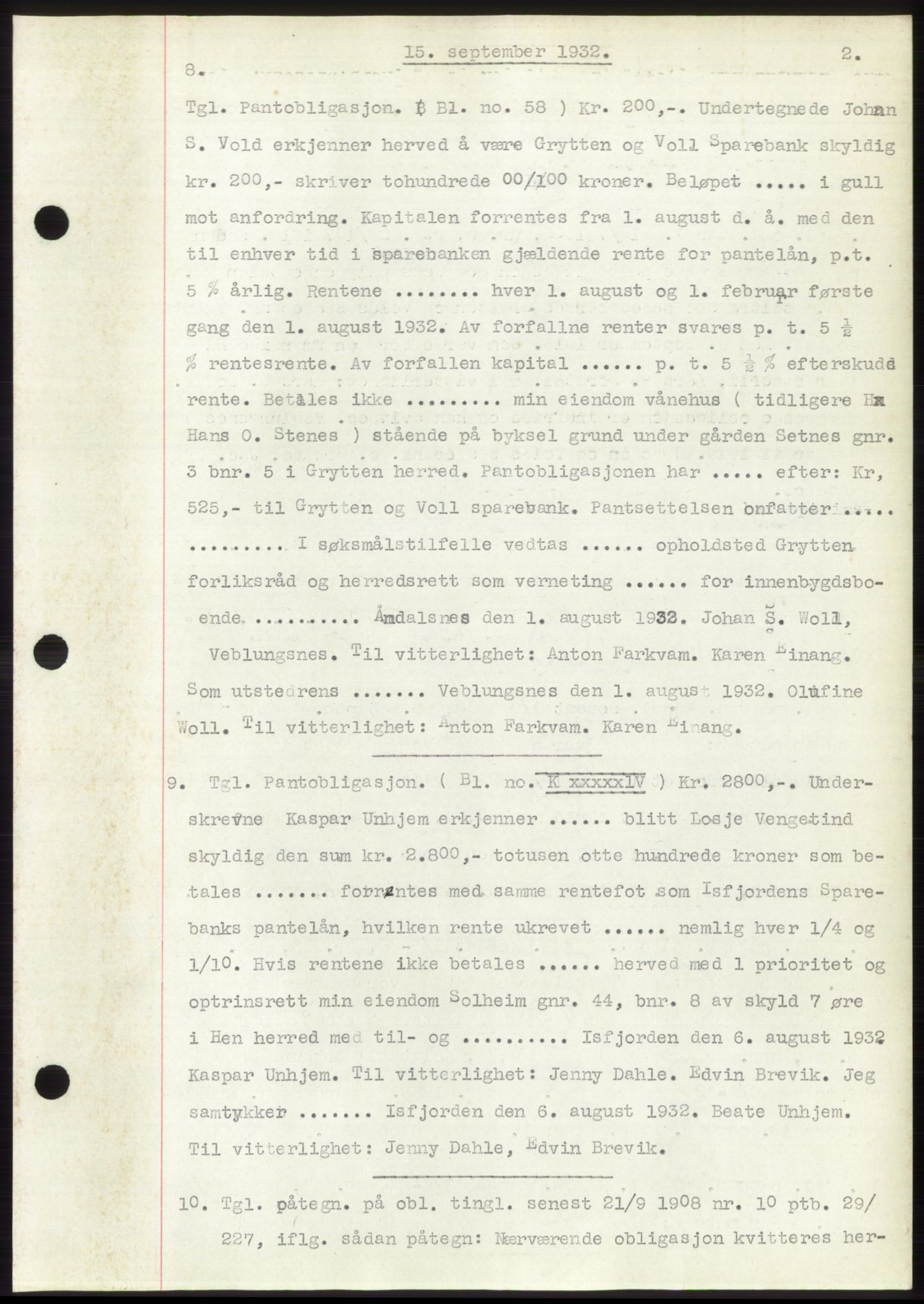 Romsdal sorenskriveri, AV/SAT-A-4149/1/2/2C/L0062: Mortgage book no. 56, 1932-1933, Deed date: 15.09.1932