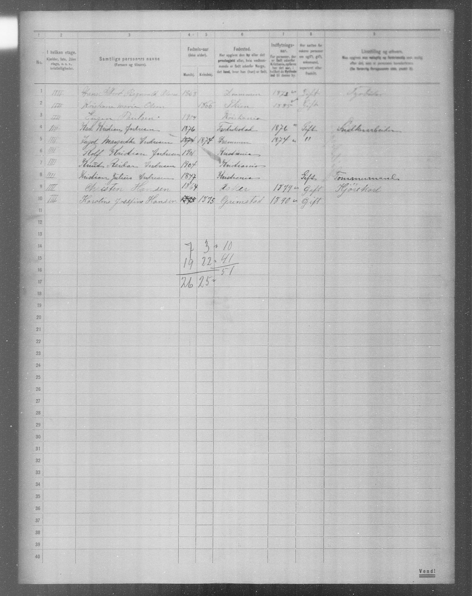 OBA, Municipal Census 1904 for Kristiania, 1904, p. 6703