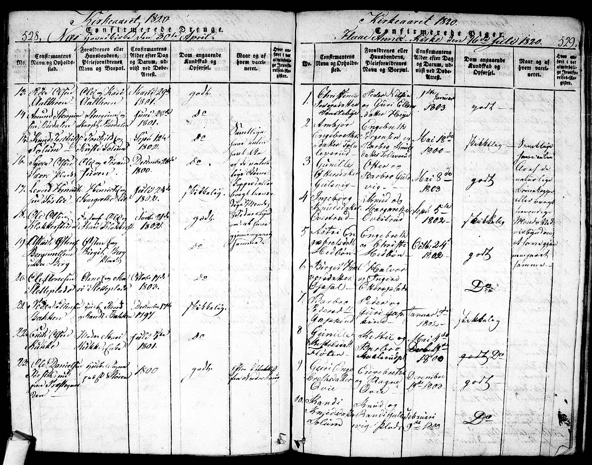 Nes kirkebøker, AV/SAKO-A-236/F/Fa/L0007: Parish register (official) no. 7, 1815-1823, p. 528-529