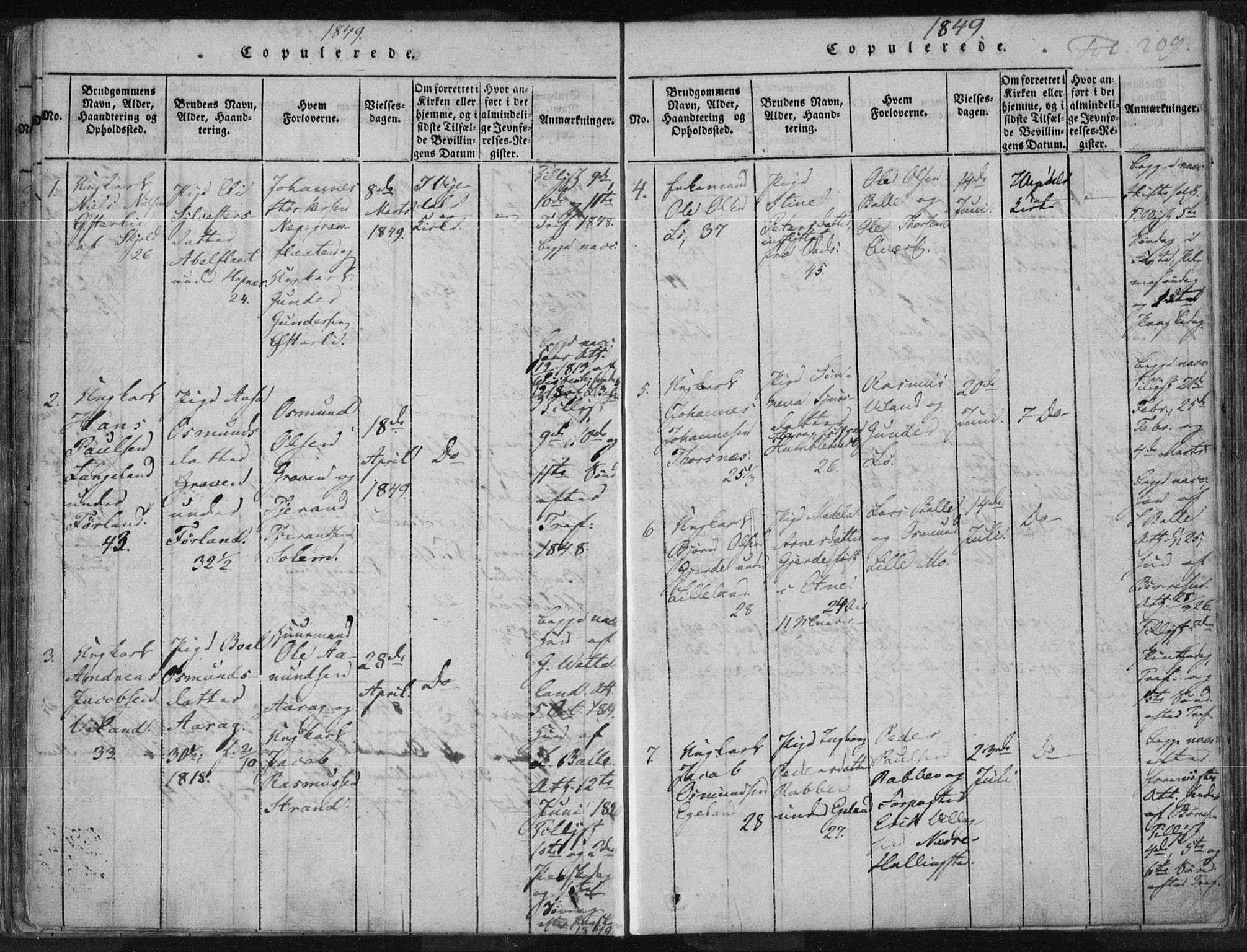 Vikedal sokneprestkontor, AV/SAST-A-101840/01/IV: Parish register (official) no. A 3, 1817-1850, p. 209