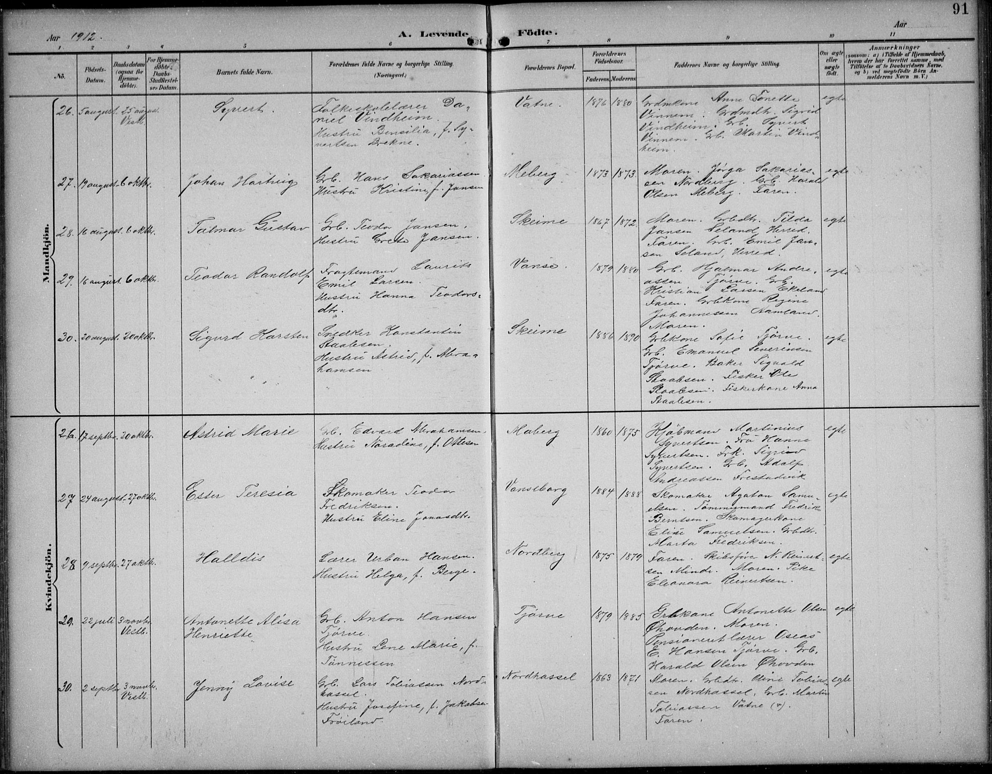 Lista sokneprestkontor, AV/SAK-1111-0027/F/Fb/L0005: Parish register (copy) no. B 5, 1892-1923, p. 91