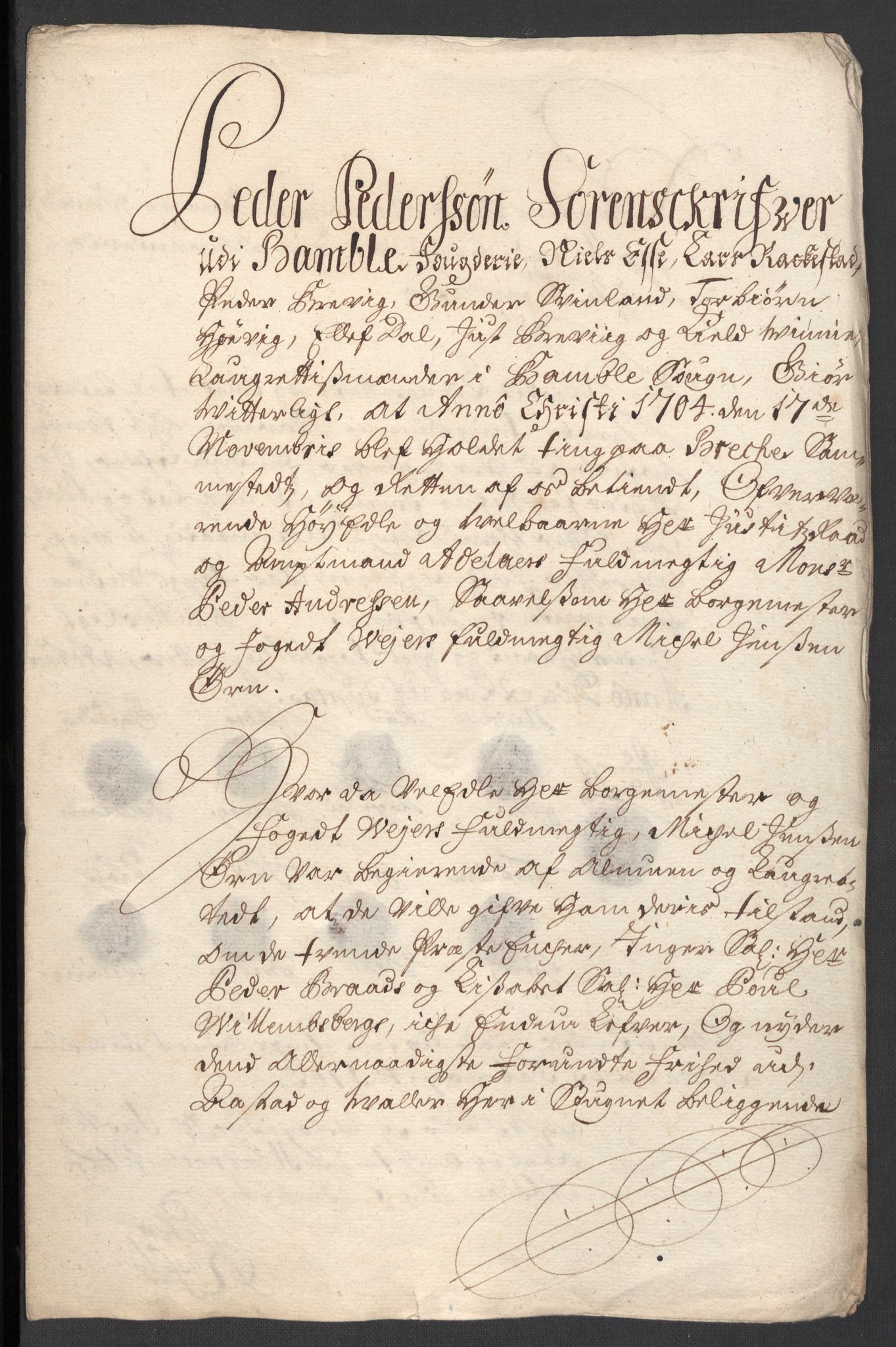 Rentekammeret inntil 1814, Reviderte regnskaper, Fogderegnskap, AV/RA-EA-4092/R36/L2112: Fogderegnskap Øvre og Nedre Telemark og Bamble, 1704, p. 269