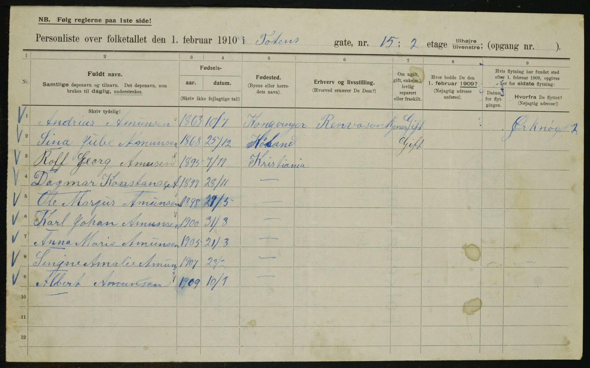 OBA, Municipal Census 1910 for Kristiania, 1910, p. 109688