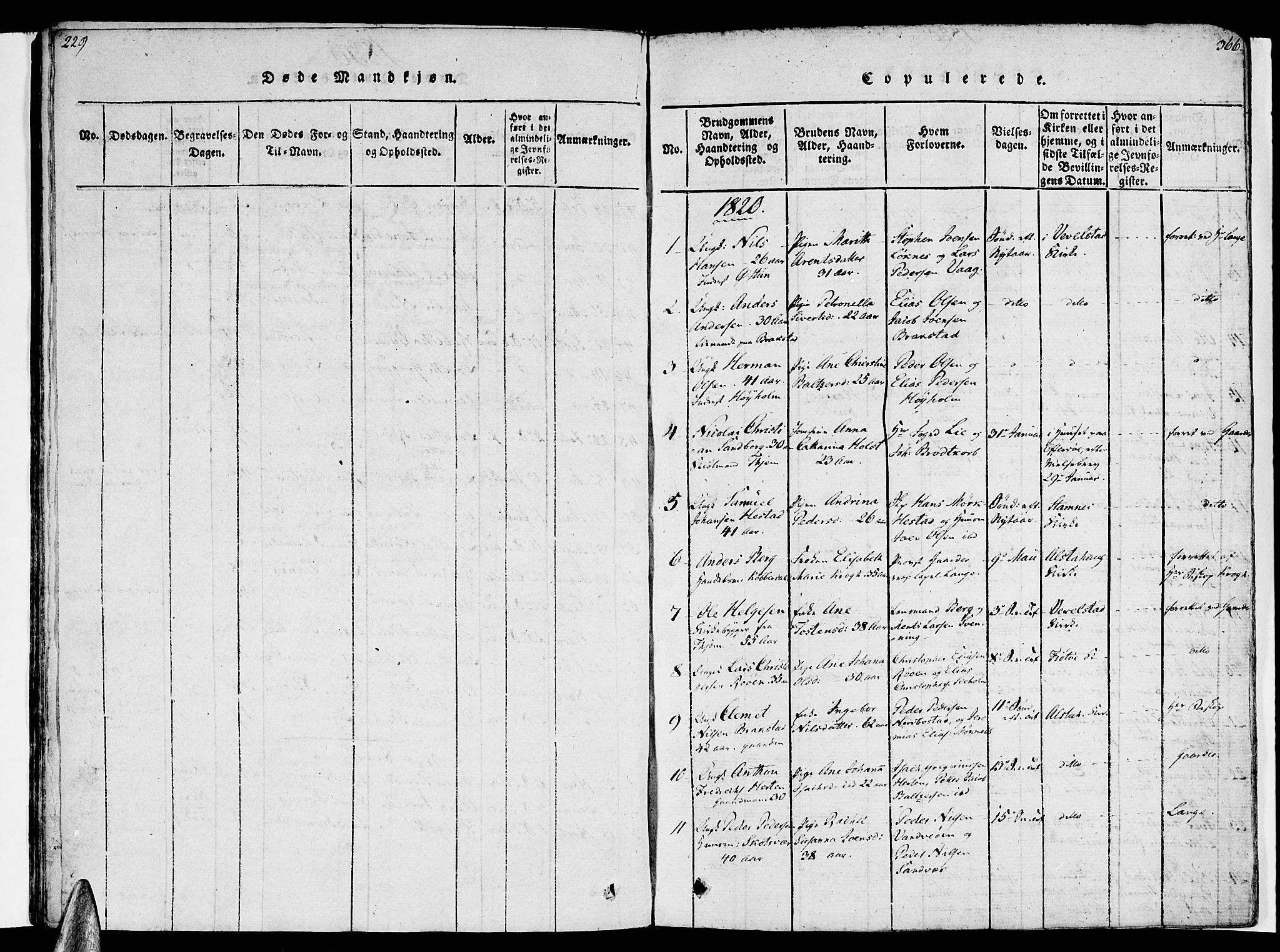 Ministerialprotokoller, klokkerbøker og fødselsregistre - Nordland, SAT/A-1459/830/L0445: Parish register (official) no. 830A09, 1820-1830, p. 365-366