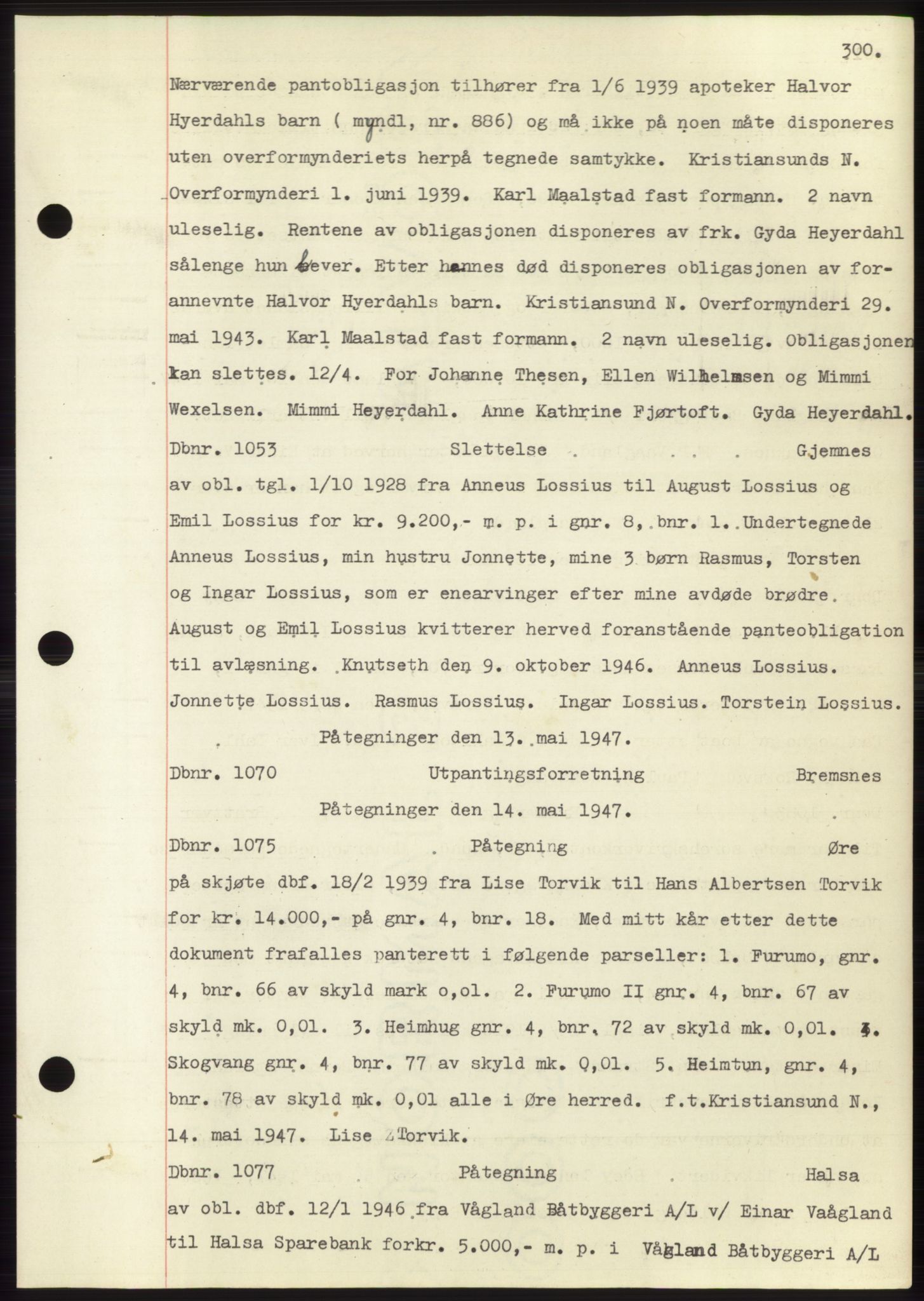 Nordmøre sorenskriveri, AV/SAT-A-4132/1/2/2Ca: Mortgage book no. C82b, 1946-1951, Diary no: : 1053/1947